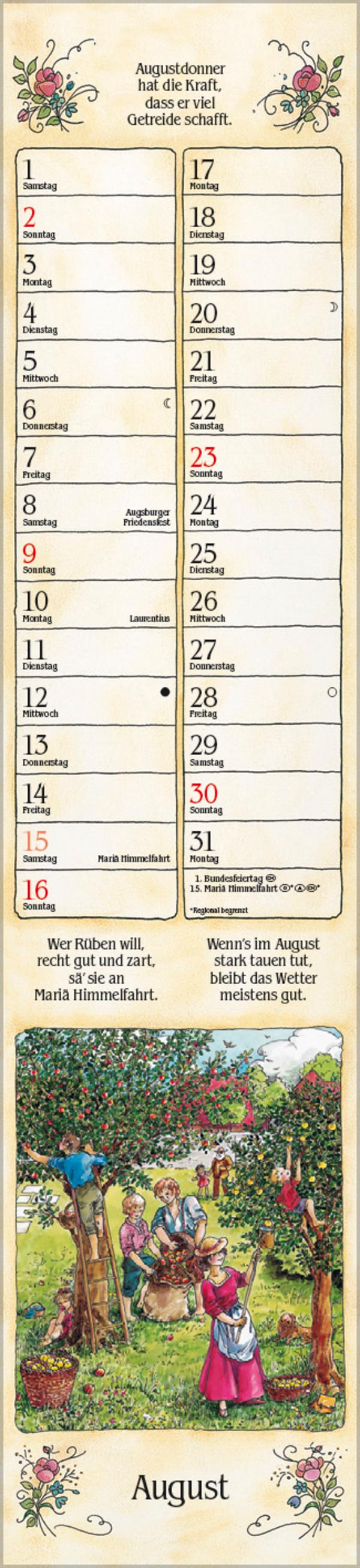 Beispielinhalt (Bild) Bauernkalender Langplaner 2026