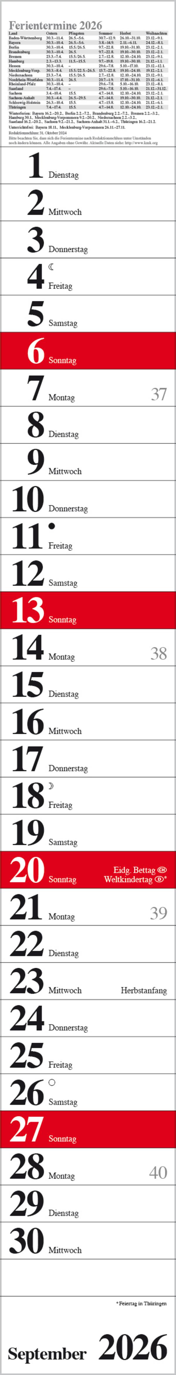 Beispielinhalt (Bild) Streifenplaner Praktika Rot 2026