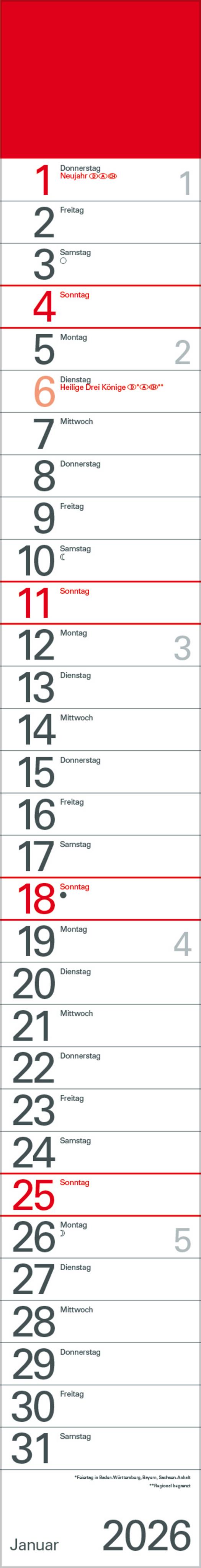 Vorderes Coverbild Streifenplaner Rot 2026