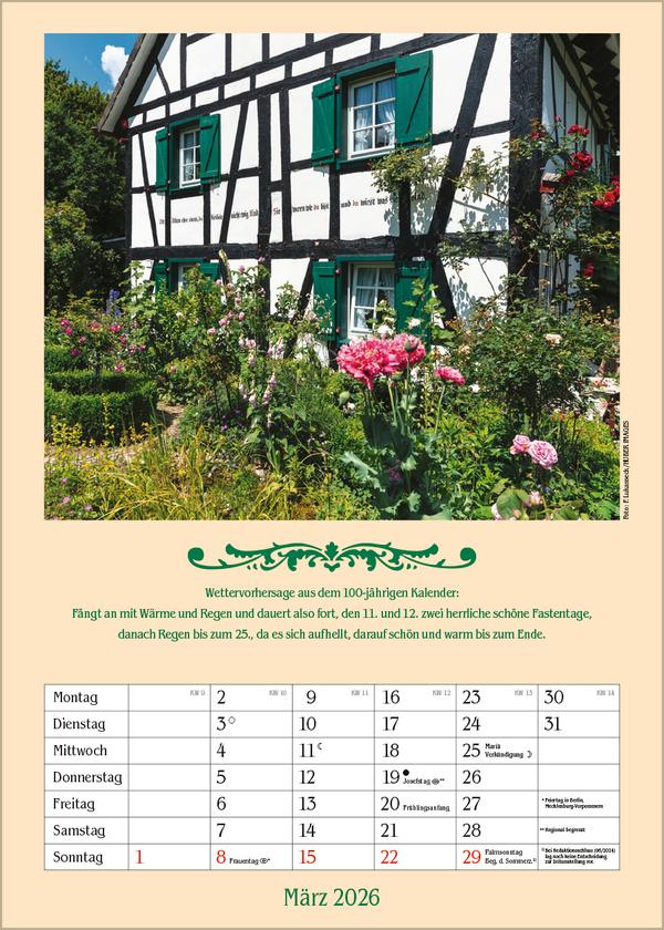 Beispielinhalt (Bild) Landleben mit Hundertjährigem Kalender 2026