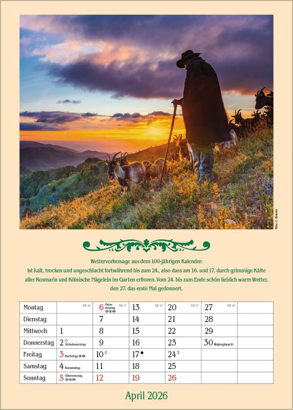 Beispielinhalt (Bild) Landleben mit Hundertjährigem Kalender 2026