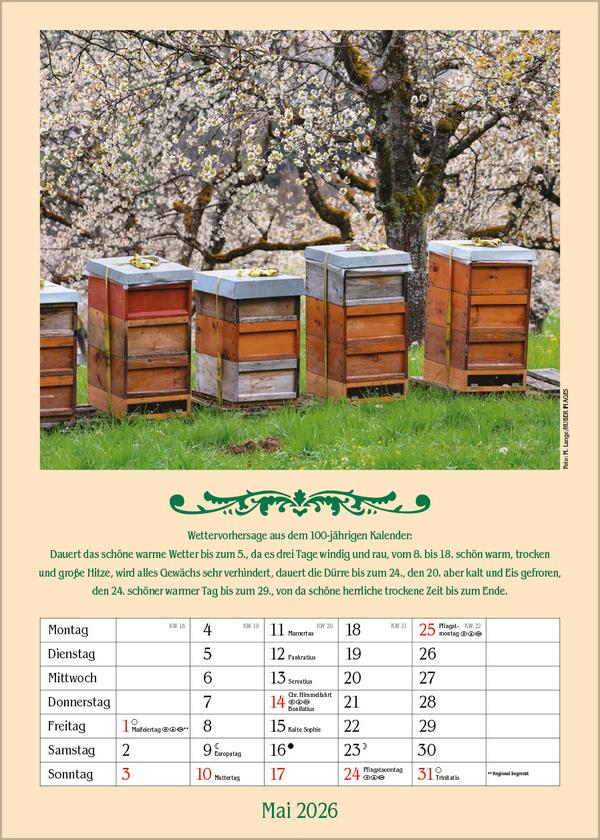 Beispielinhalt (Bild) Landleben mit Hundertjährigem Kalender 2026