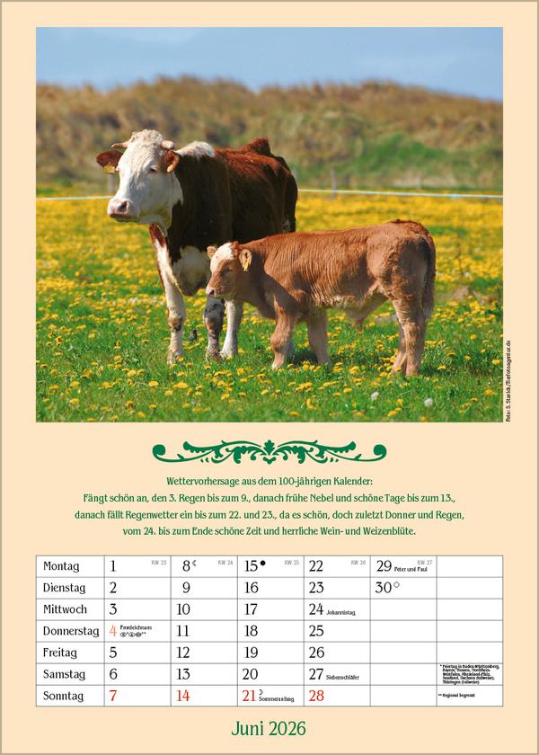 Beispielinhalt (Bild) Landleben mit Hundertjährigem Kalender 2026