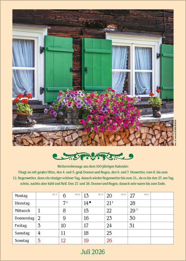Beispielinhalt (Bild) Landleben mit Hundertjährigem Kalender 2026