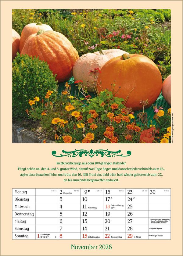 Beispielinhalt (Bild) Landleben mit Hundertjährigem Kalender 2026