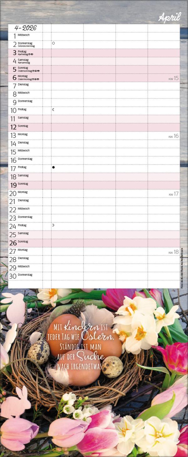 Beispielinhalt (Bild) Familienplaner mit Fotos und Zitaten 2026