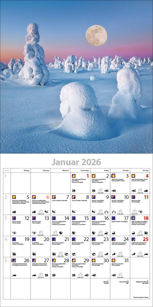 Beispielinhalt (Bild) Der große Mondplaner 2026