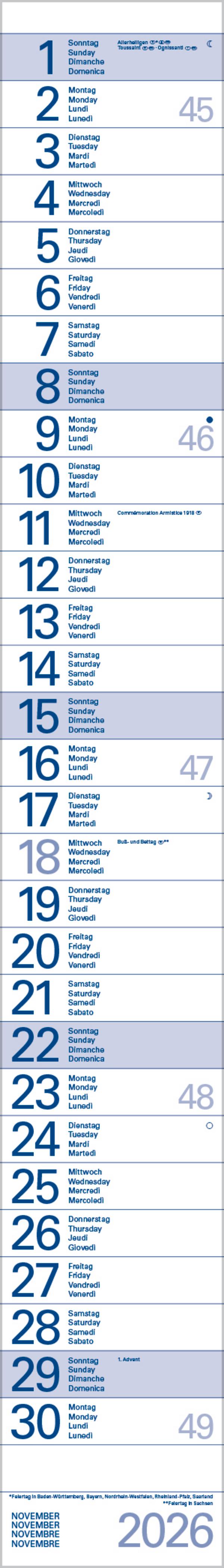 Beispielinhalt (Bild) Streifentimer 2026