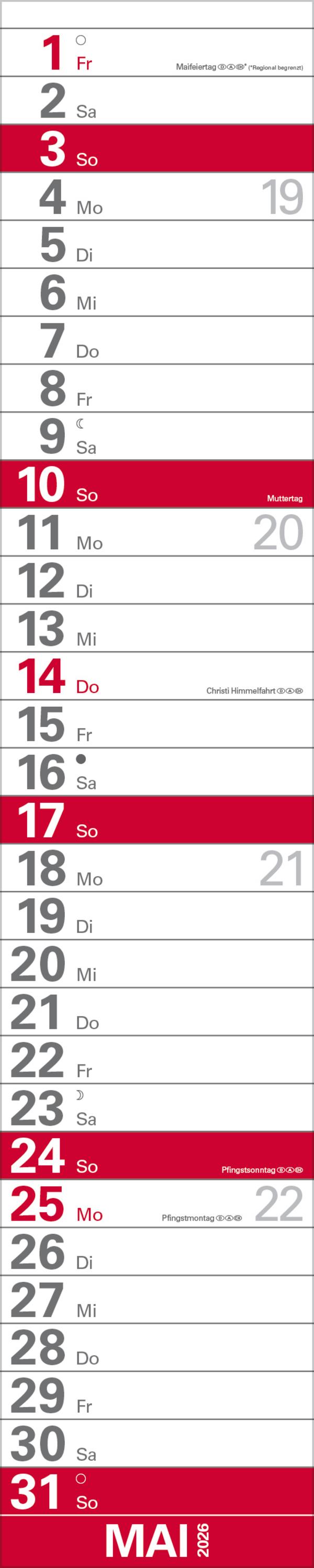 Beispielinhalt (Bild) XXL Planer Großdruck rot 2026