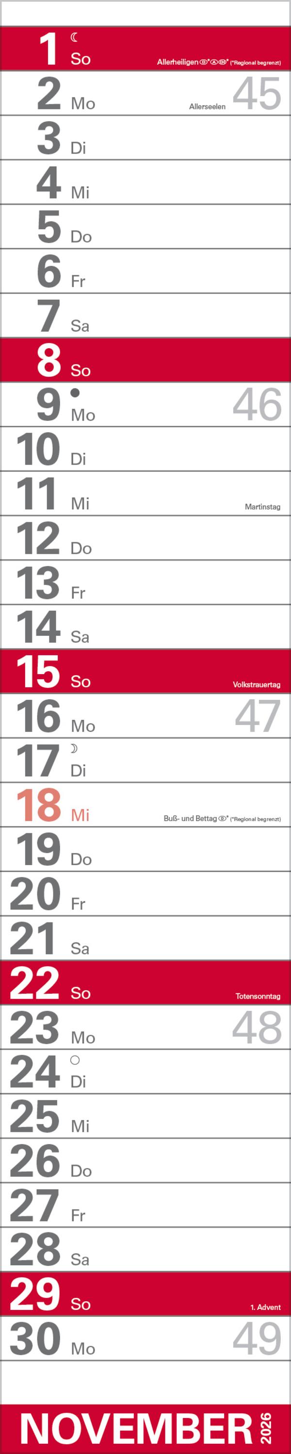 Beispielinhalt (Bild) XXL Planer Großdruck rot 2026