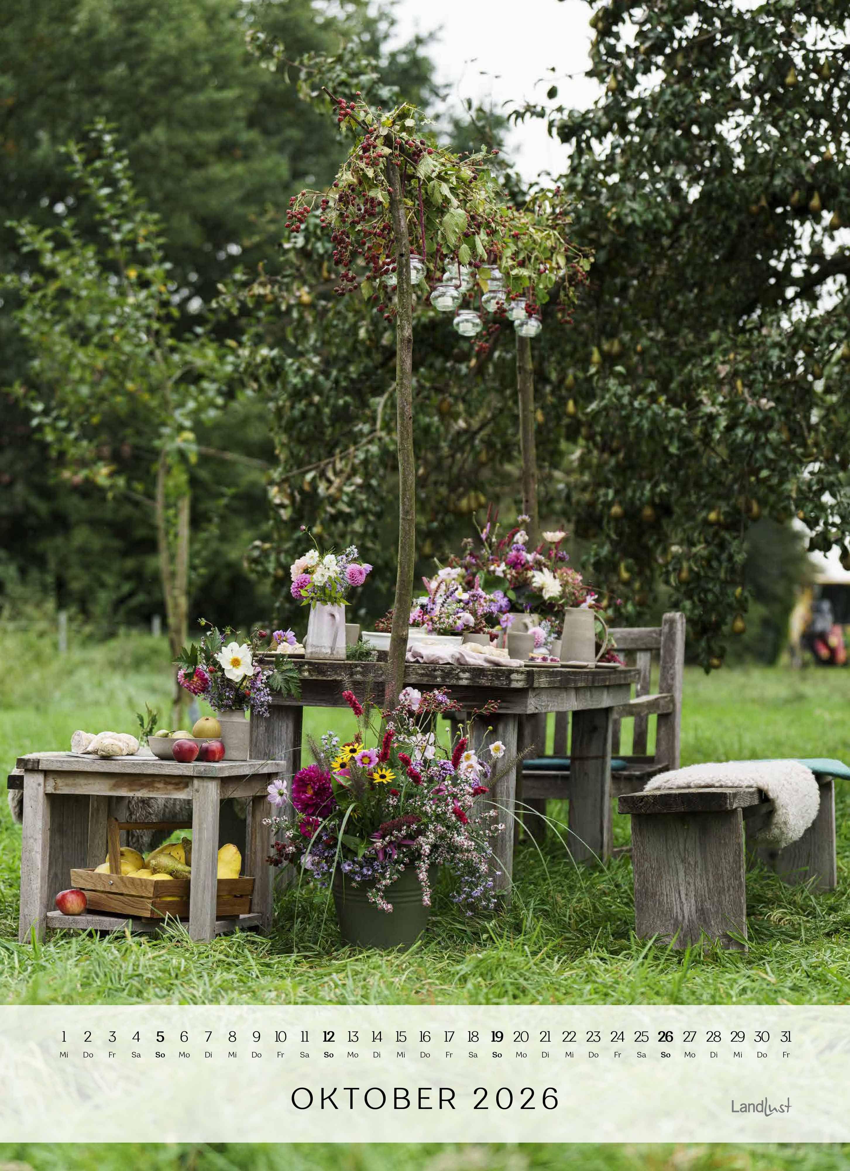 Beispielinhalt (Bild) Landlust: Jahreskalender 2026 Wand-Kalender - Poster-Kalender - Fotografie - Gartenkalender 45x62