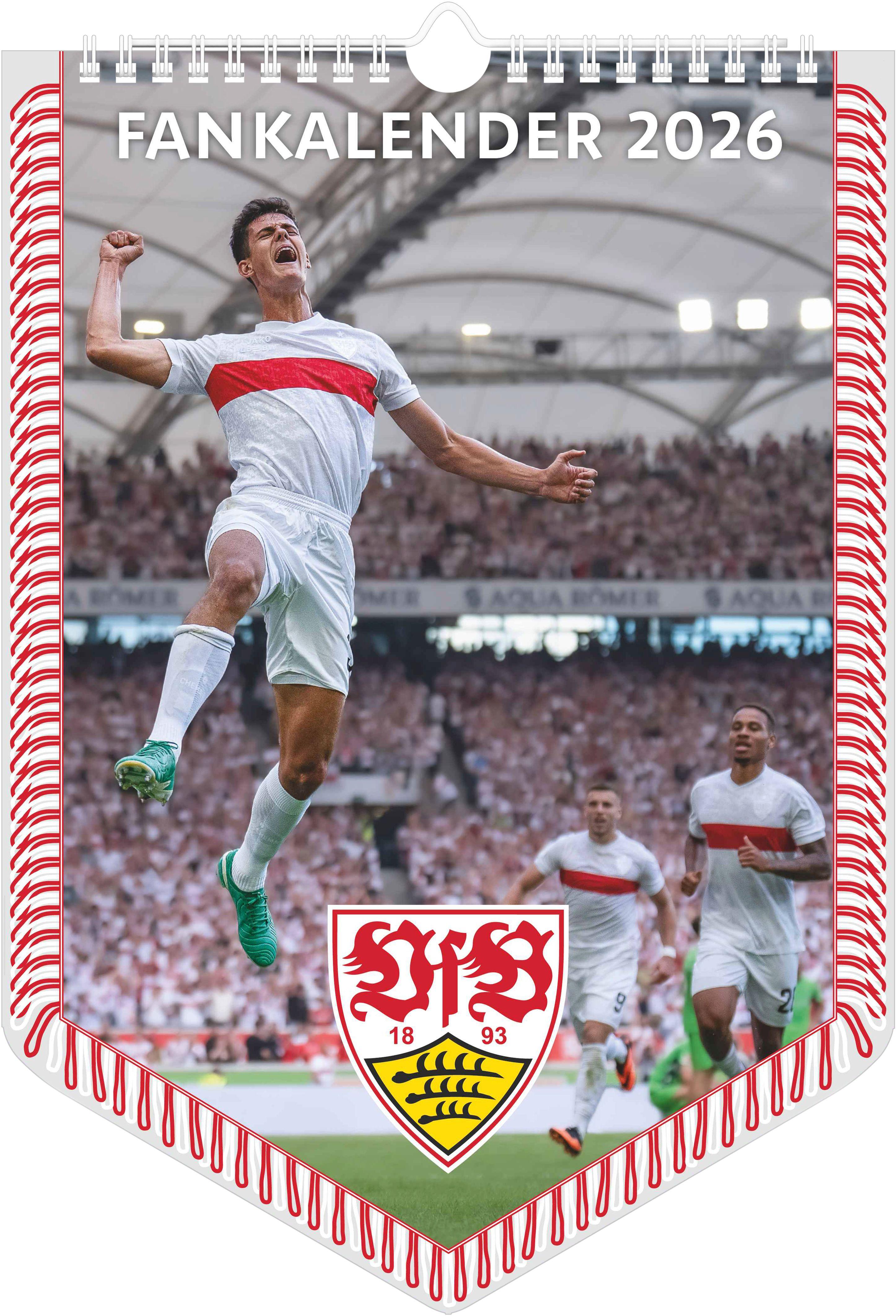 Vorderes Coverbild VfB Stuttgart 2026 - Bannerkalender - Fan-Kalender - Fußball-Kalender - 29,7x42 - Sport