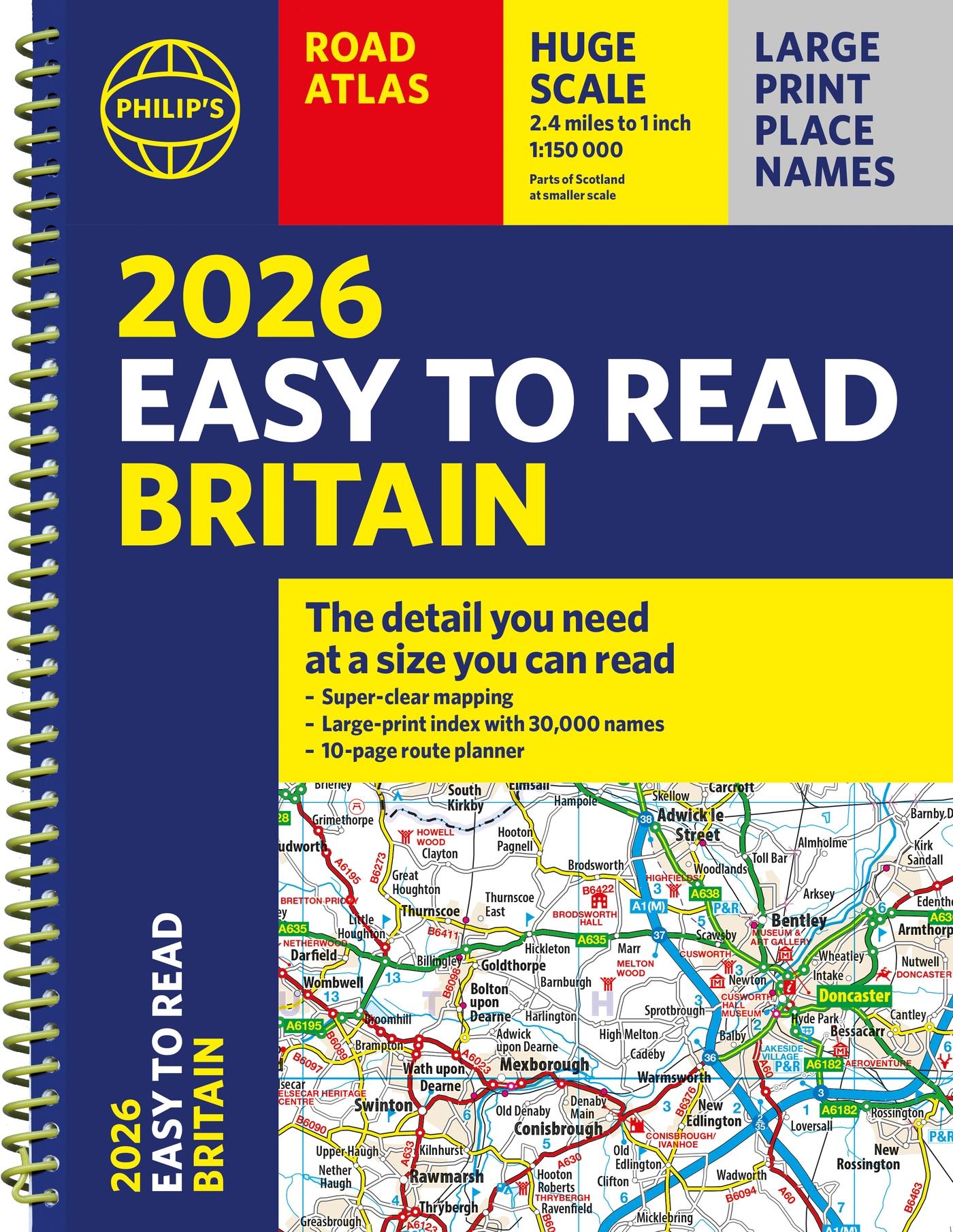 Vorderes Coverbild 2026 Philip's Easy to Read Road Atlas of Britain