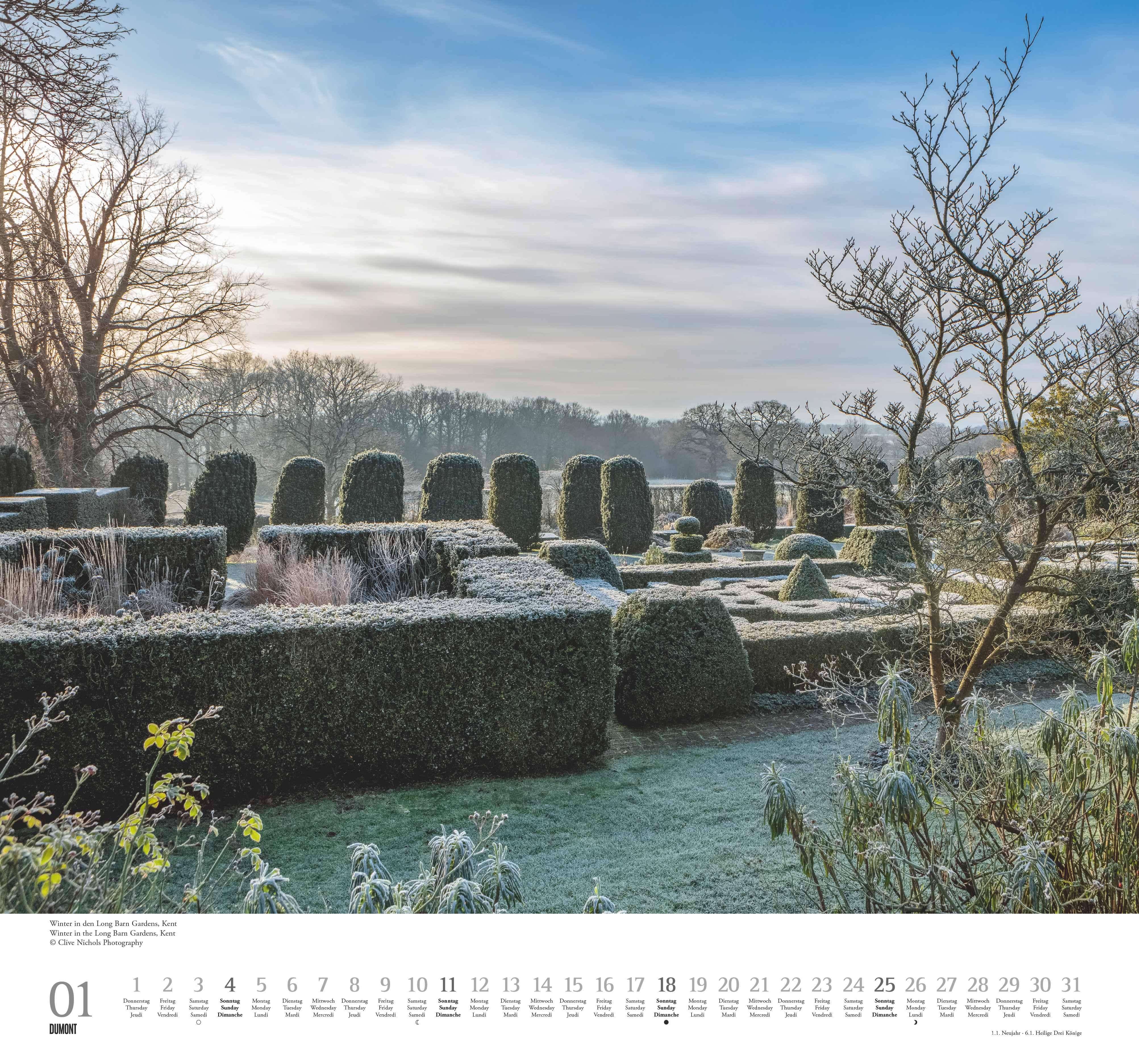 Beispielinhalt (Bild) Englische Gärten 2026 - DUMONT Garten-Kalender - mit allen wichtigen Feiertagen - Format 38,0 x 35,5 cm