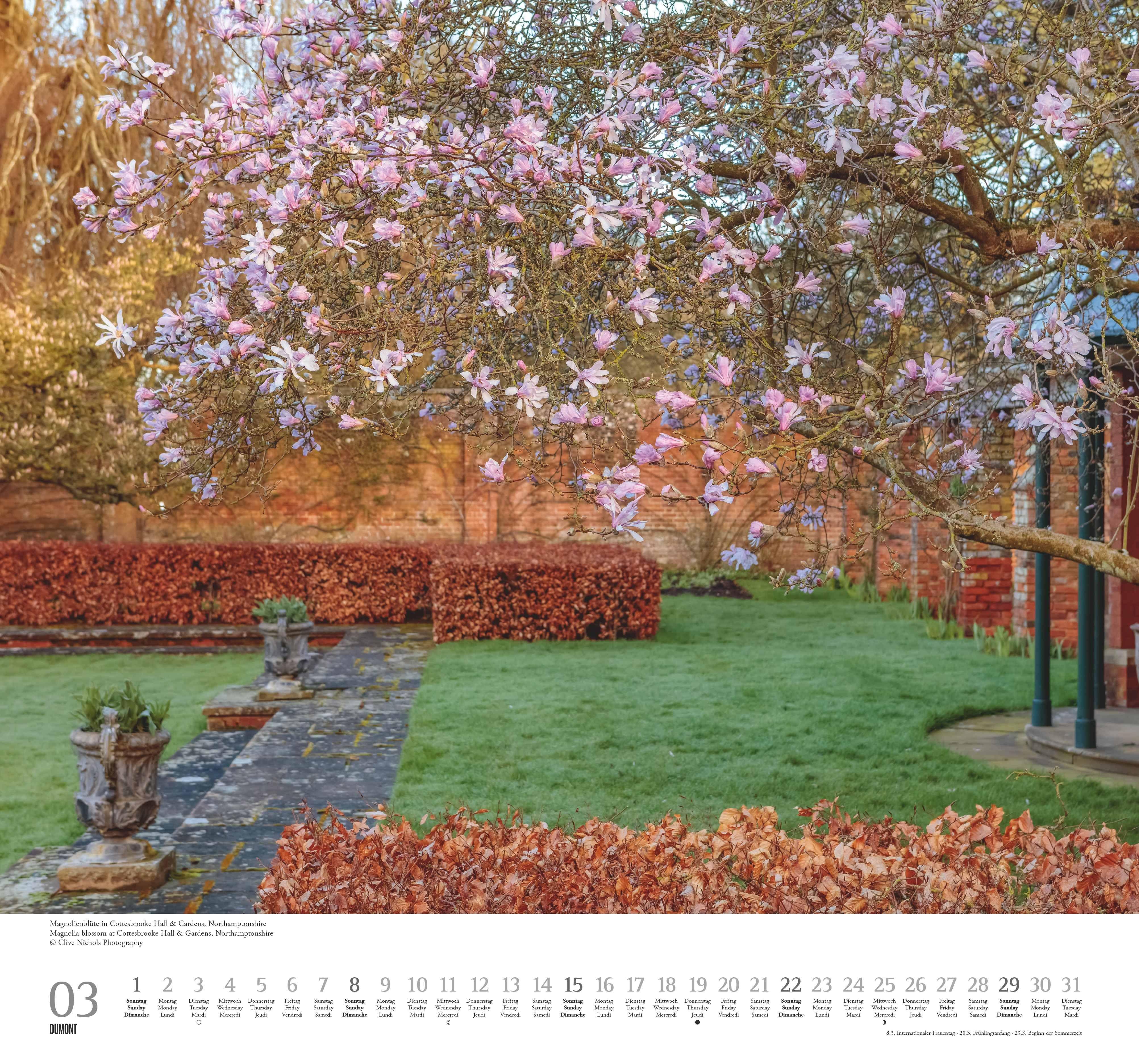 Beispielinhalt (Bild) Englische Gärten 2026 - DUMONT Garten-Kalender - mit allen wichtigen Feiertagen - Format 38,0 x 35,5 cm