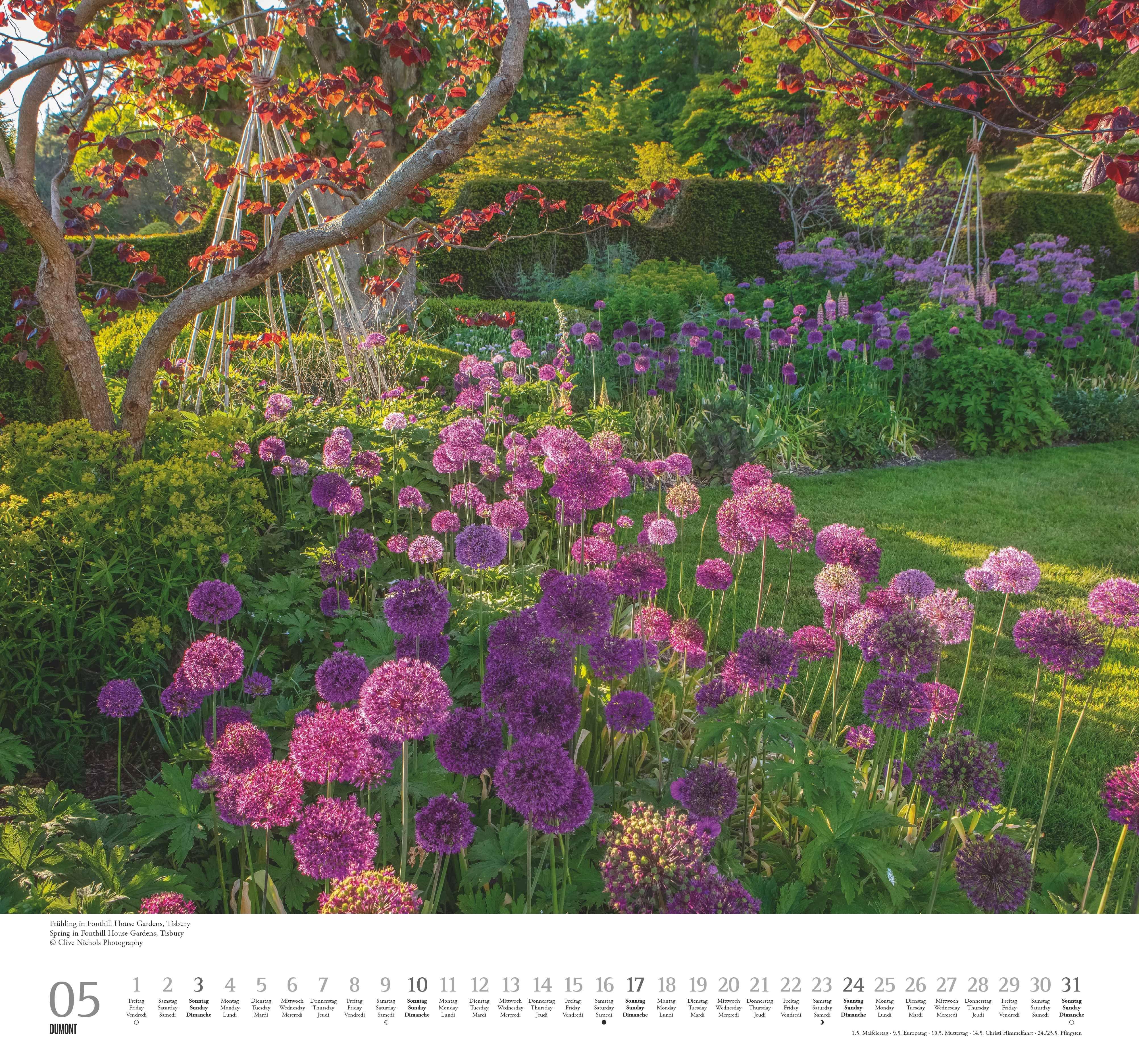 Beispielinhalt (Bild) Englische Gärten 2026 - DUMONT Garten-Kalender - mit allen wichtigen Feiertagen - Format 38,0 x 35,5 cm