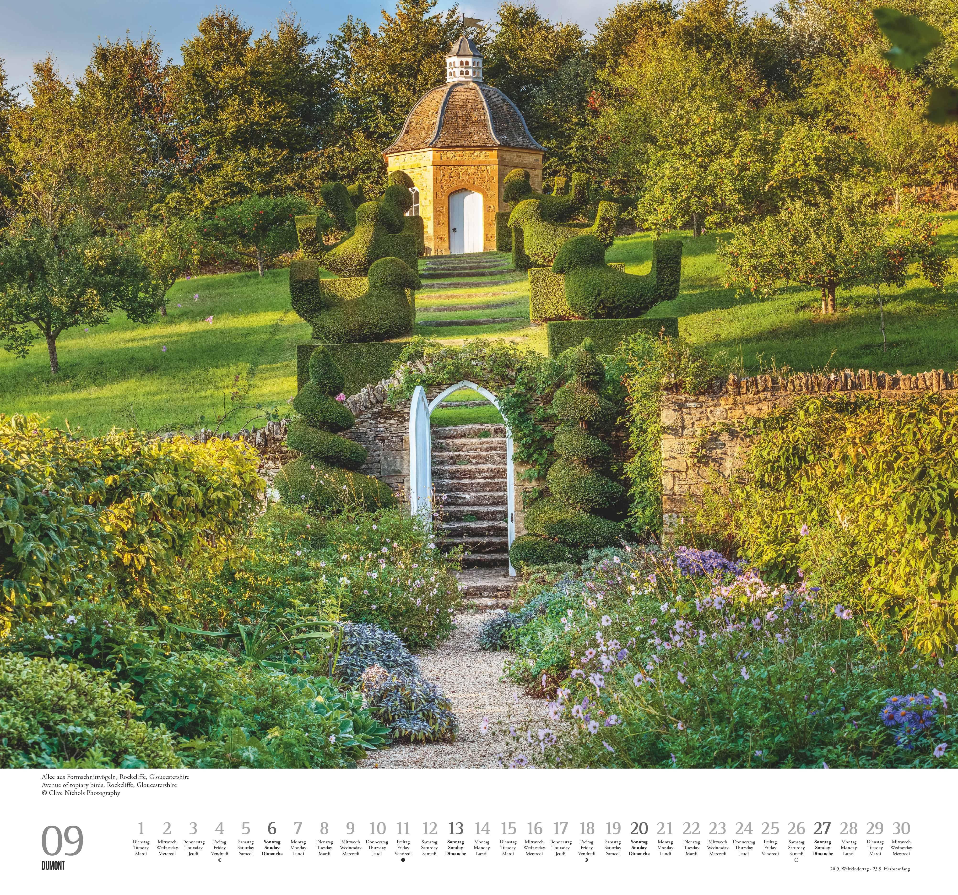 Beispielinhalt (Bild) Englische Gärten 2026 - DUMONT Garten-Kalender - mit allen wichtigen Feiertagen - Format 38,0 x 35,5 cm
