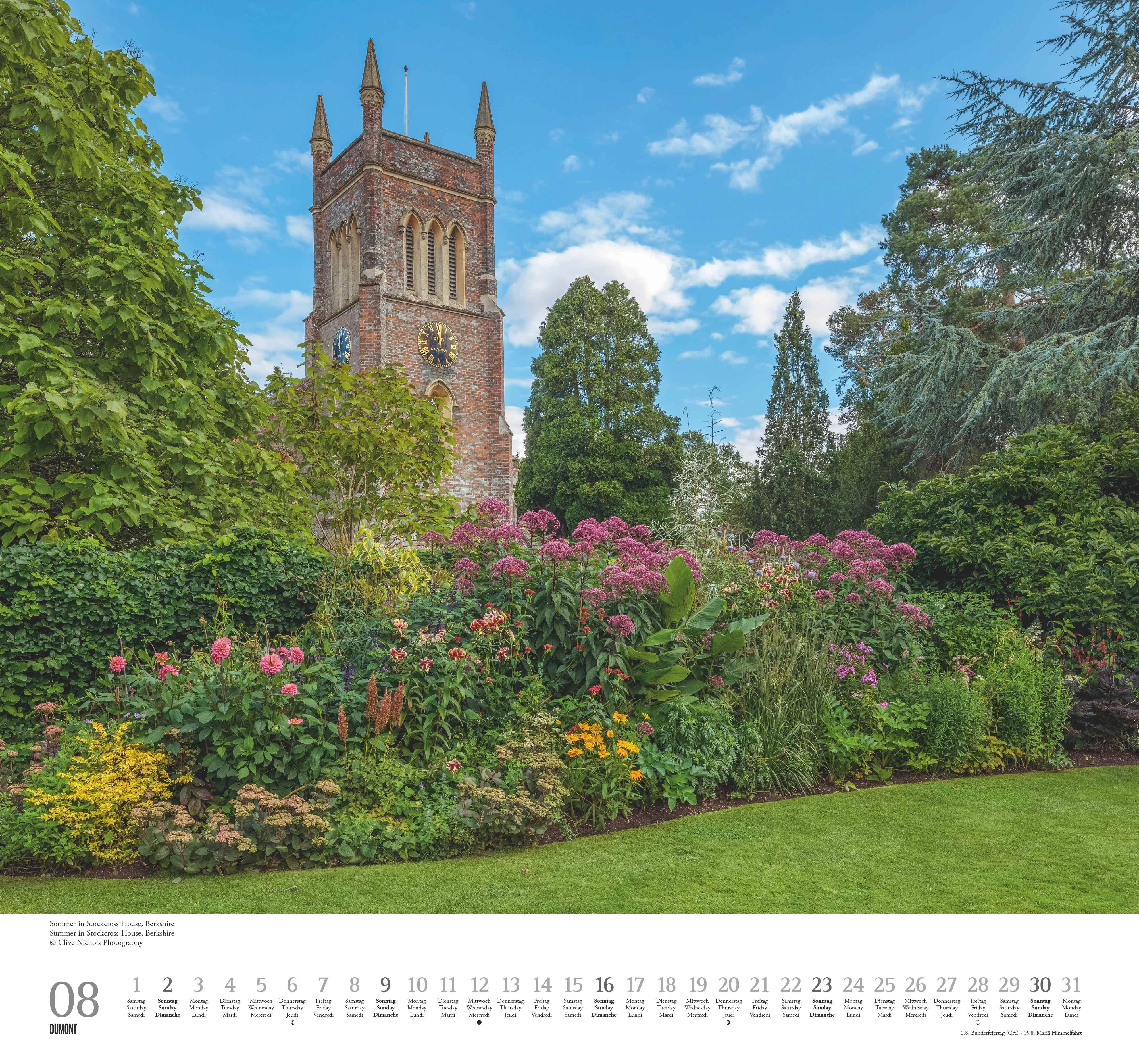 Beispielinhalt (Bild) Englische Gärten 2026 - DUMONT Garten-Kalender - mit allen wichtigen Feiertagen - Format 38,0 x 35,5 cm