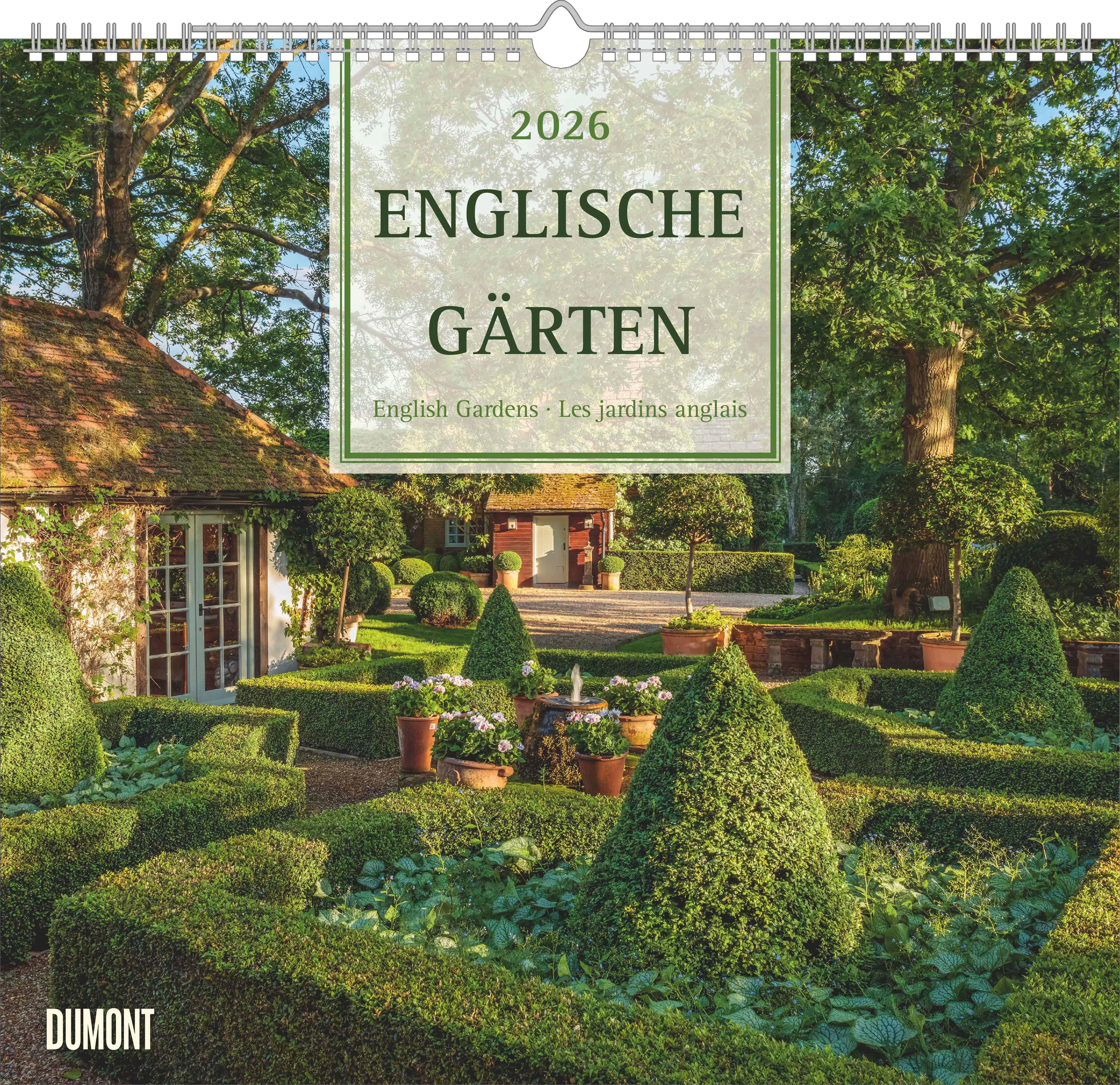 Vorderes Coverbild Englische Gärten 2026 - DUMONT Garten-Kalender - mit allen wichtigen Feiertagen - Format 38,0 x 35,5 cm