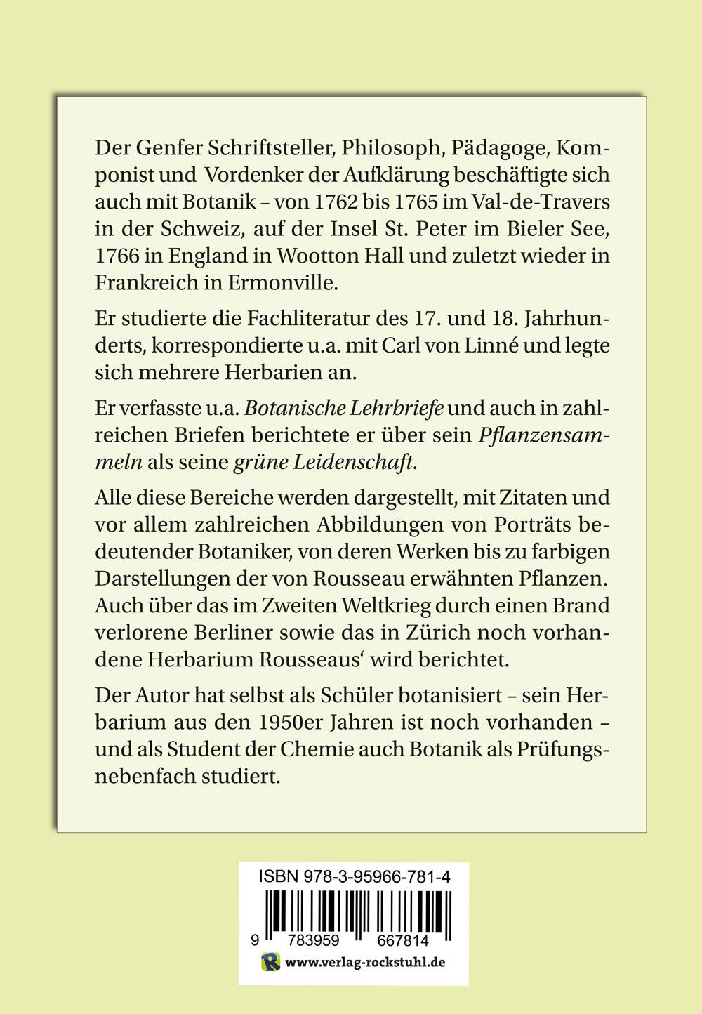 Rückseitencover Jean-Jacques ROUSSEAU und die Botanik als grüne Leidenschaft