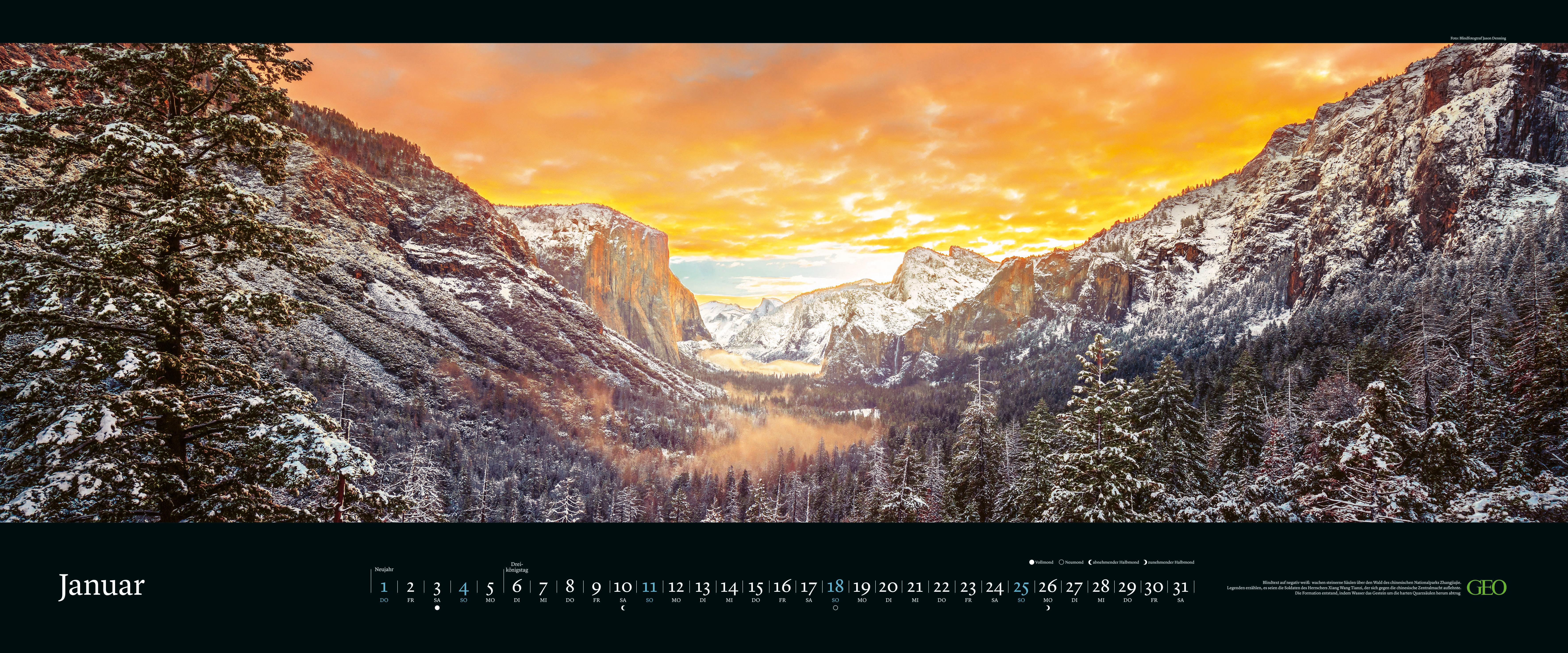 Beispielinhalt (Bild) GEO Panorama: Orte der Stille 2026 - Panorama-Kalender - Wand-Kalender - Groß-Formate - 120x50