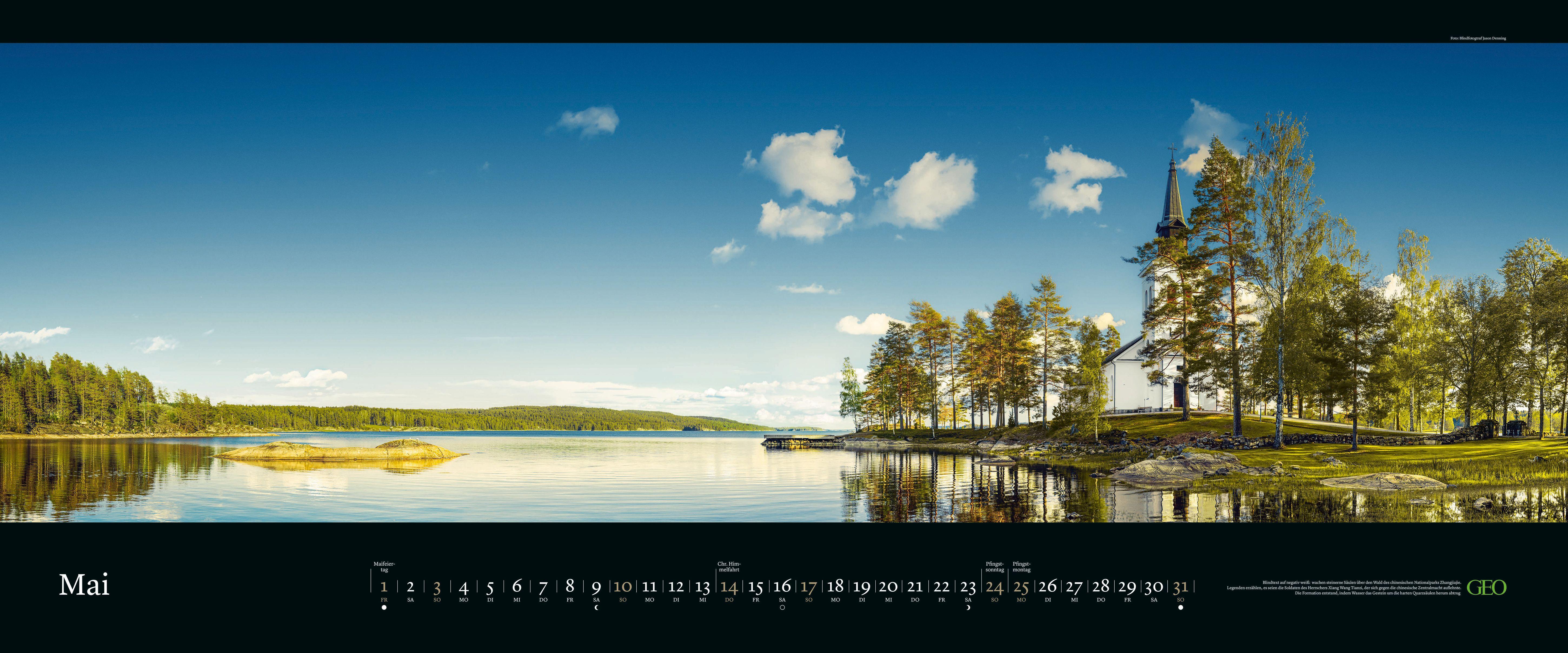 Beispielinhalt (Bild) GEO Panorama: Orte der Stille 2026 - Panorama-Kalender - Wand-Kalender - Groß-Formate - 120x50
