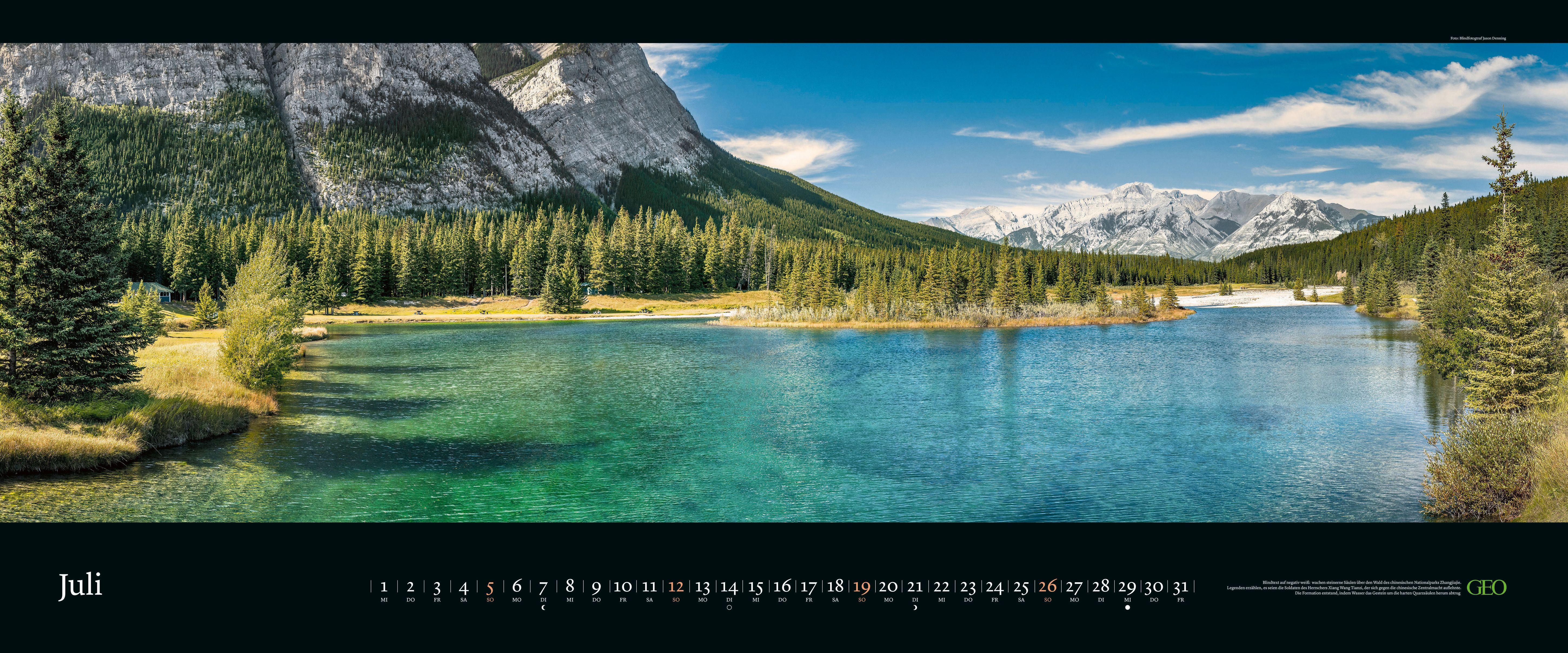 Beispielinhalt (Bild) GEO Panorama: Orte der Stille 2026 - Panorama-Kalender - Wand-Kalender - Groß-Formate - 120x50