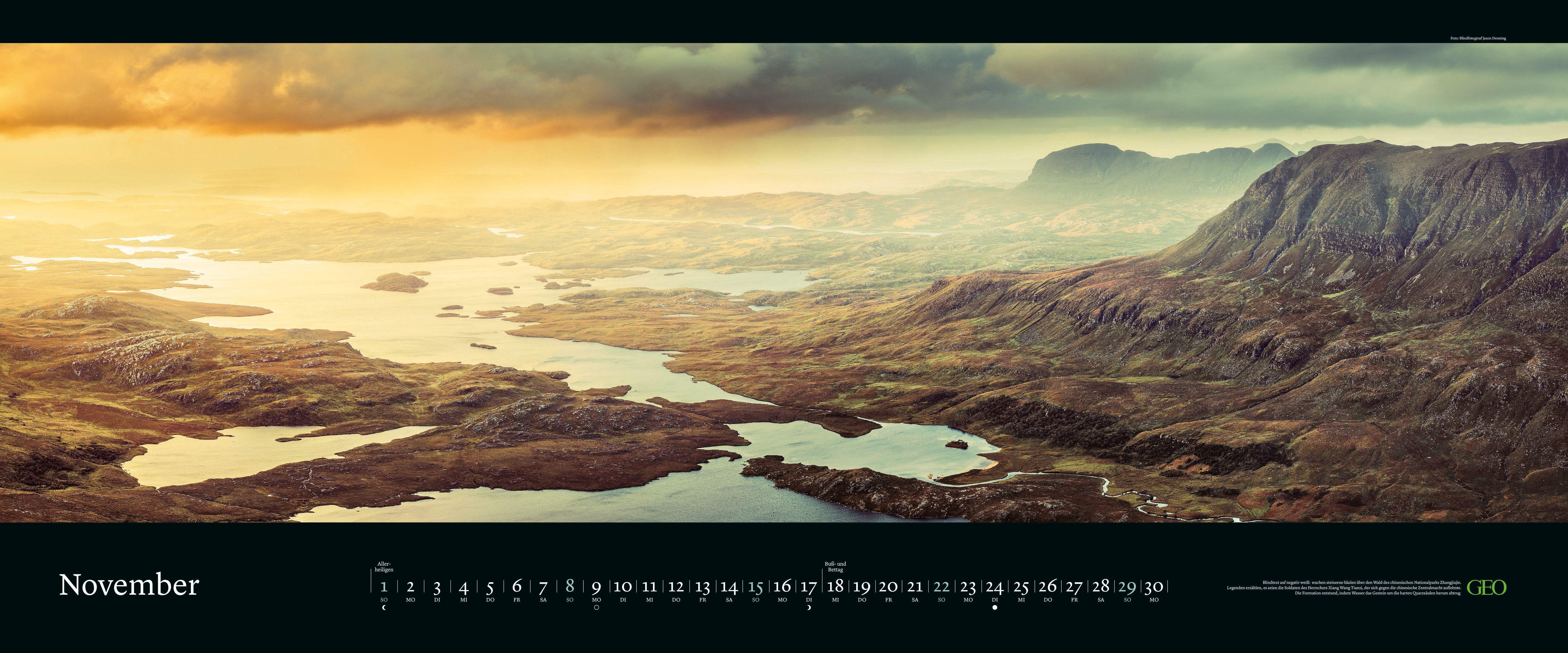 Beispielinhalt (Bild) GEO Panorama: Orte der Stille 2026 - Panorama-Kalender - Wand-Kalender - Groß-Formate - 120x50