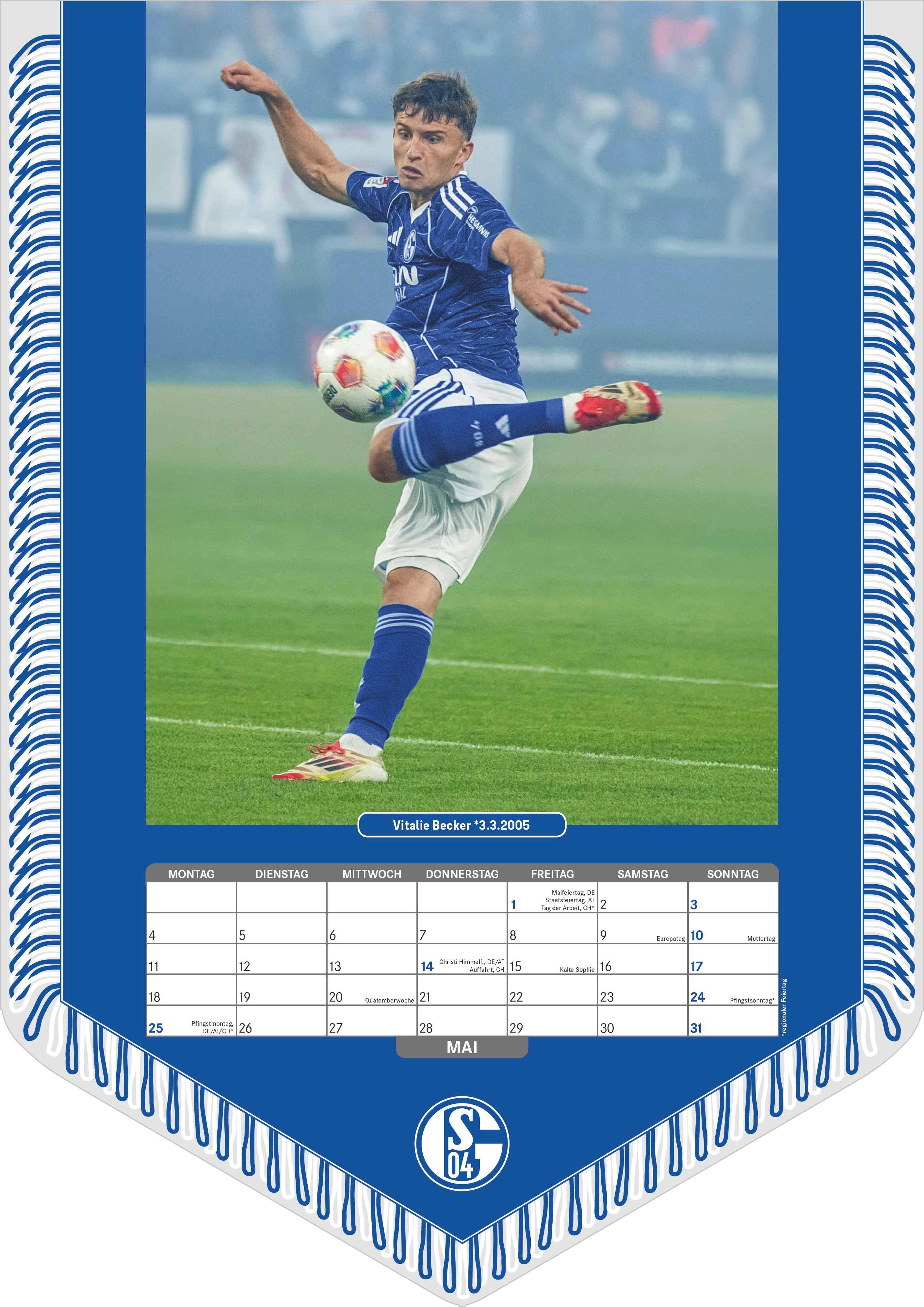 Beispielinhalt (Bild) FC Schalke 04 2026 - Bannerkalender - Fan-Kalender - Fußball-Kalender - Wand-Kalender - 29,7x42 - Sport