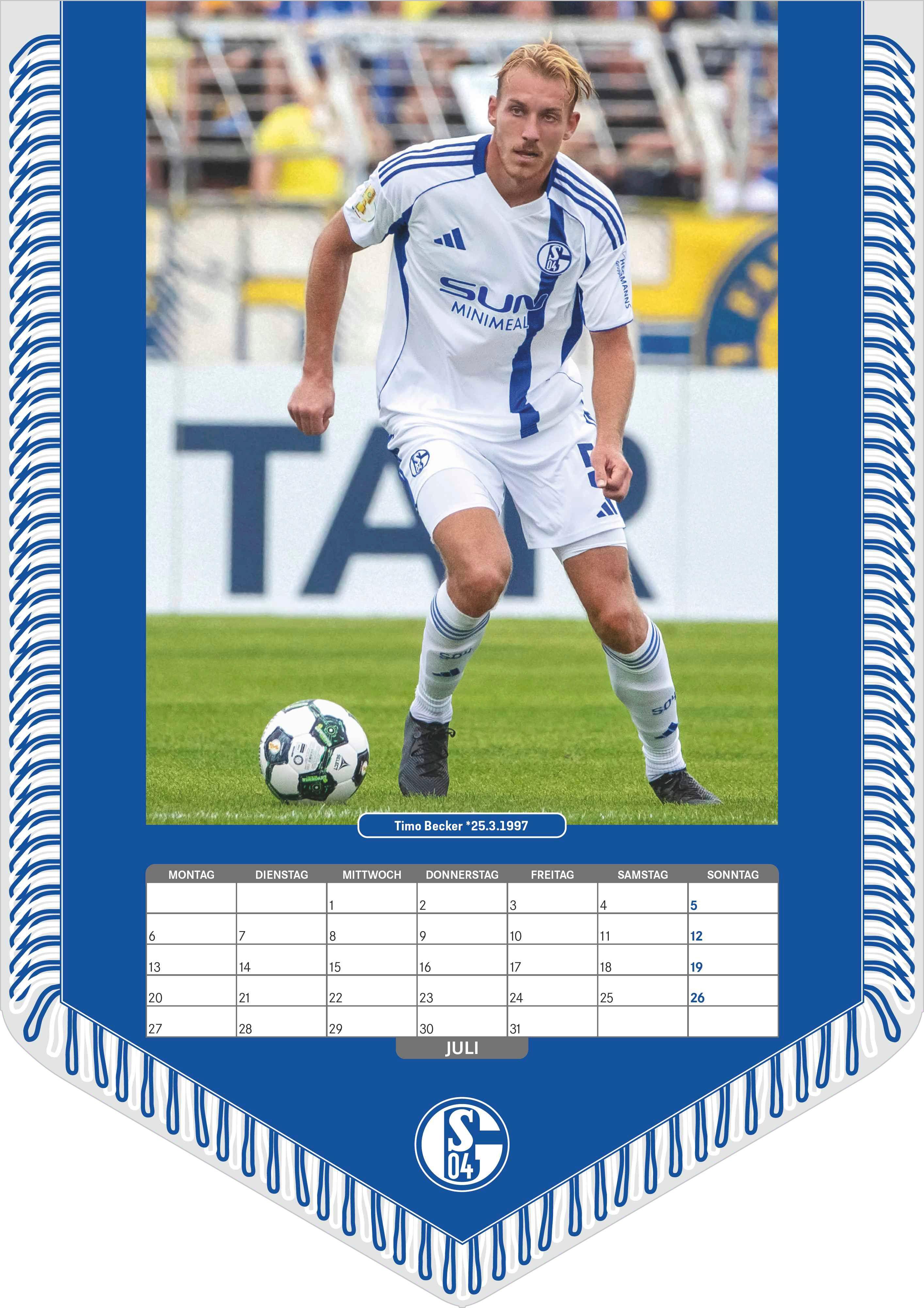 Beispielinhalt (Bild) FC Schalke 04 2026 - Bannerkalender - Fan-Kalender - Fußball-Kalender - Wand-Kalender - 29,7x42 - Sport