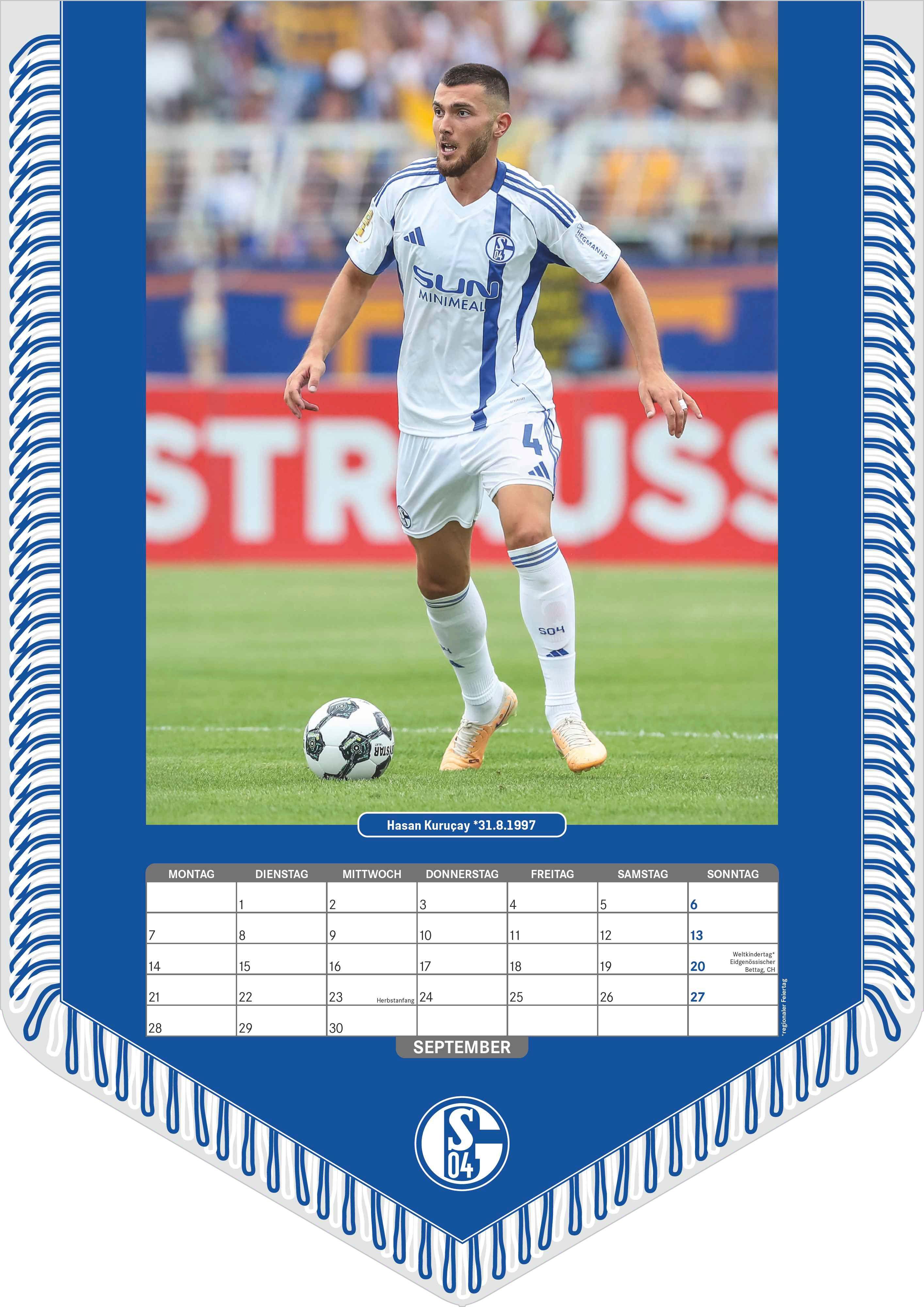 Beispielinhalt (Bild) FC Schalke 04 2026 - Bannerkalender - Fan-Kalender - Fußball-Kalender - Wand-Kalender - 29,7x42 - Sport
