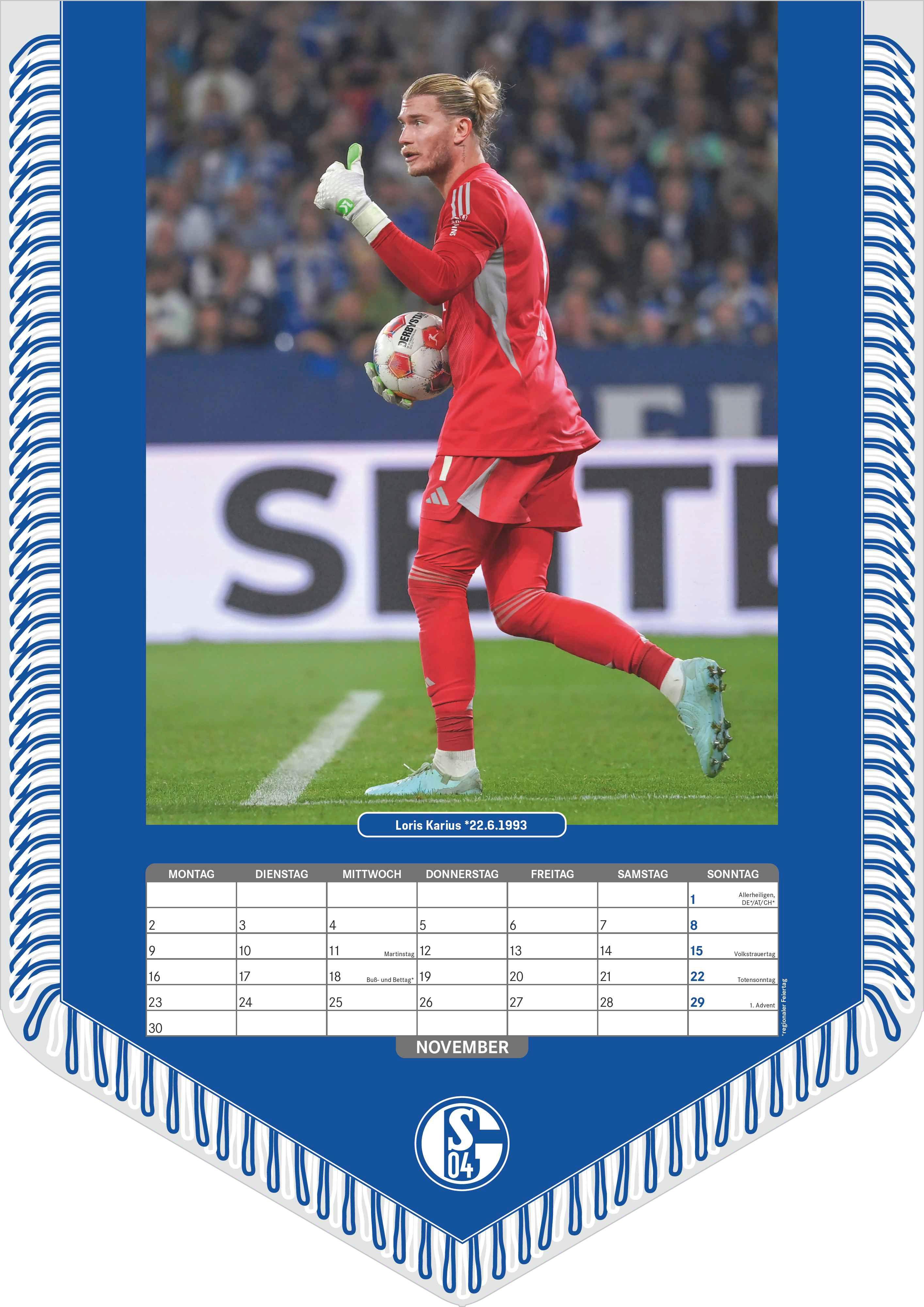 Beispielinhalt (Bild) FC Schalke 04 2026 - Bannerkalender - Fan-Kalender - Fußball-Kalender - Wand-Kalender - 29,7x42 - Sport