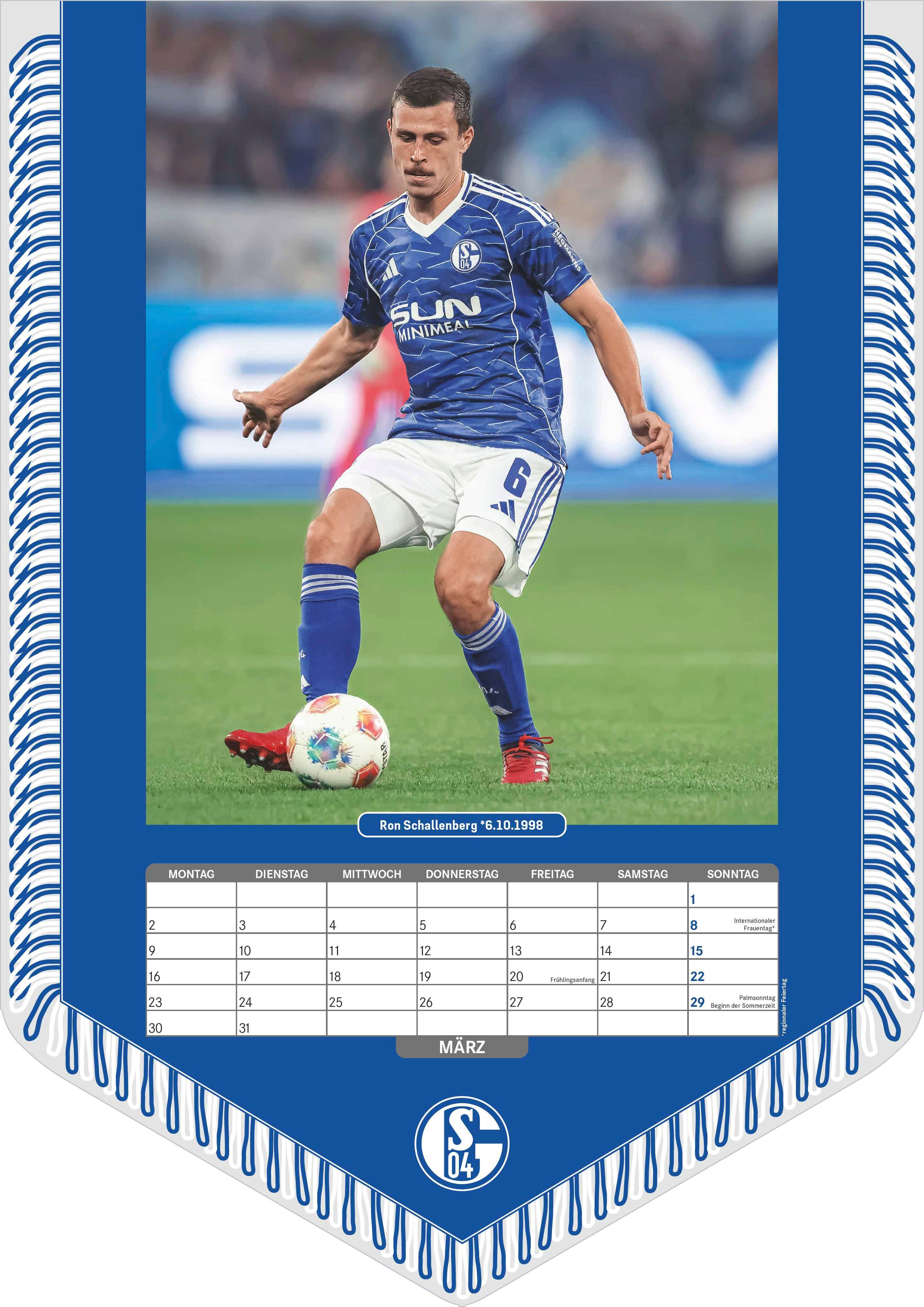 Beispielinhalt (Bild) FC Schalke 04 2026 - Bannerkalender - Fan-Kalender - Fußball-Kalender - Wand-Kalender - 29,7x42 - Sport