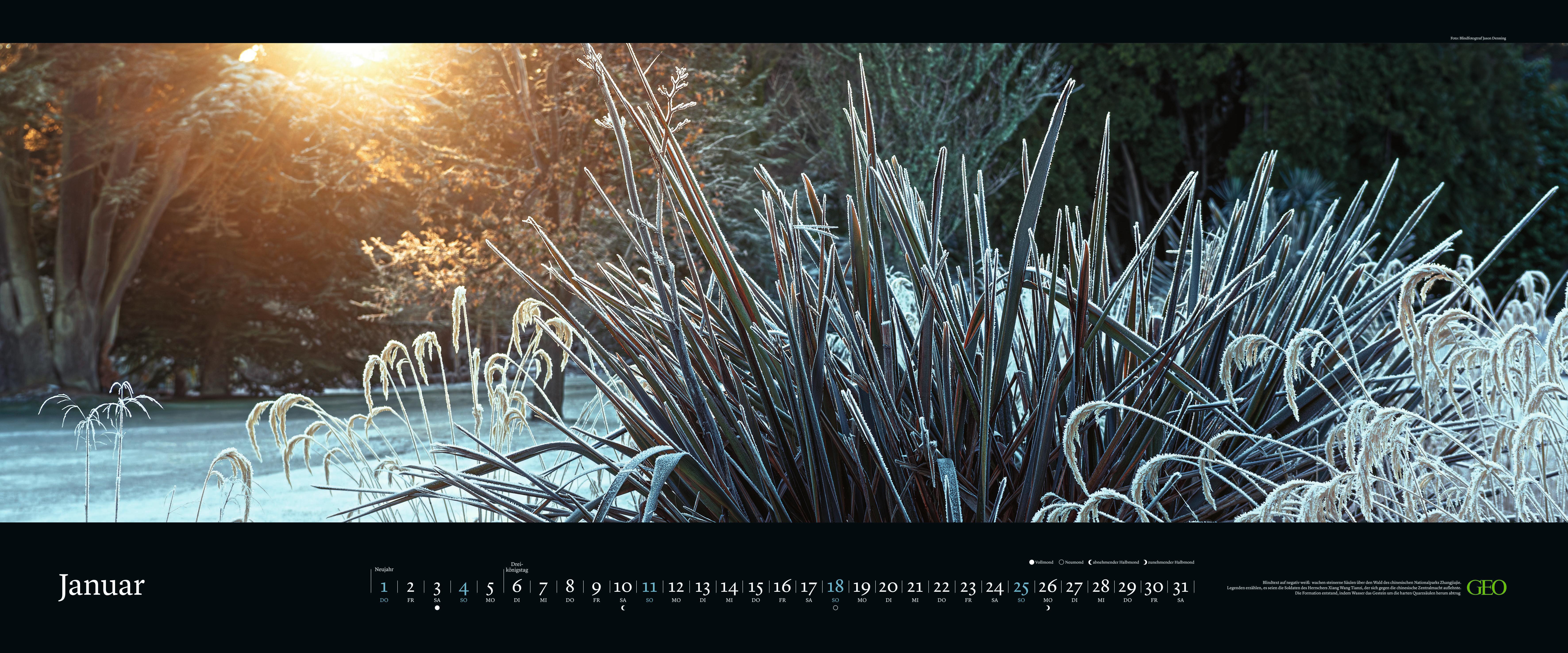 Beispielinhalt (Bild) GEO Panorama: Die schönsten Gärten 2026 - Panorama-Kalender - Wand-Kalender - Groß-Format - Bildkalender - 120x50 cm