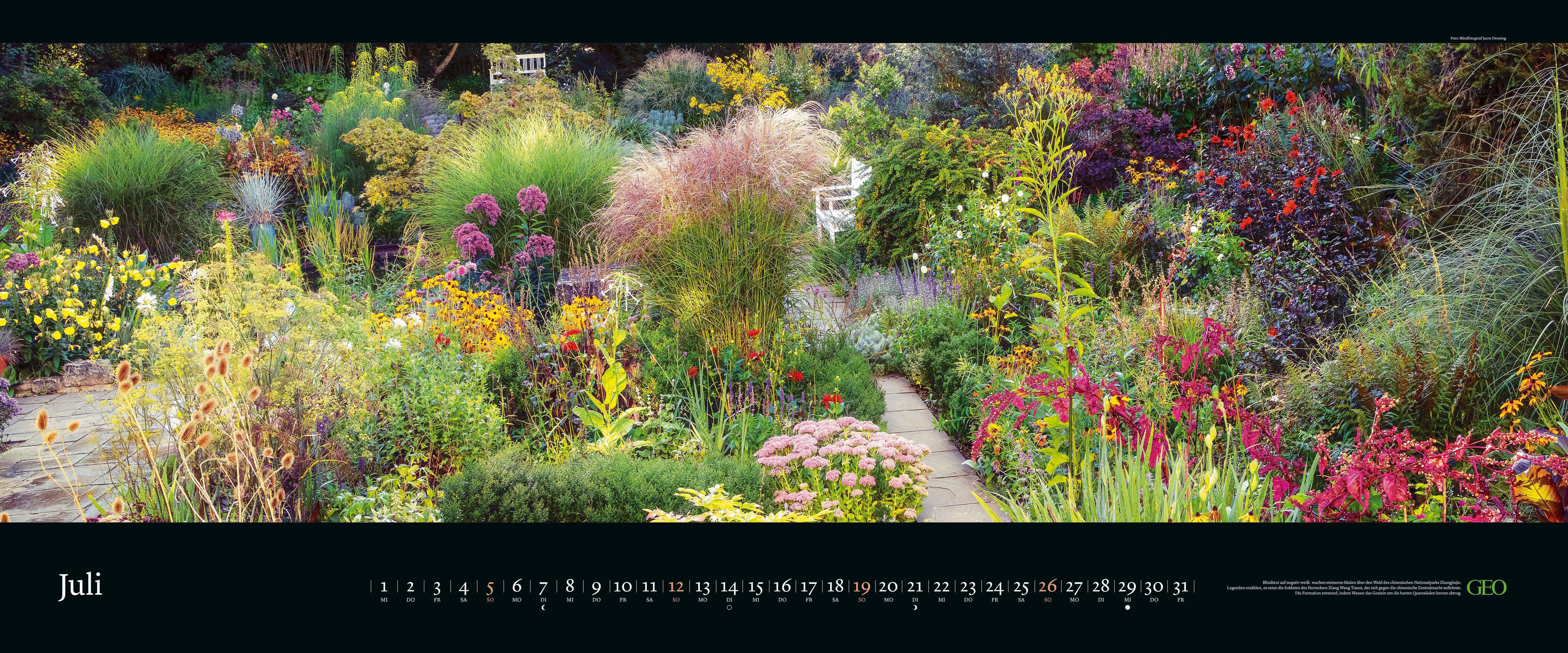 Beispielinhalt (Bild) GEO Panorama: Die schönsten Gärten 2026 - Panorama-Kalender - Wand-Kalender - Groß-Format - Bildkalender - 120x50 cm