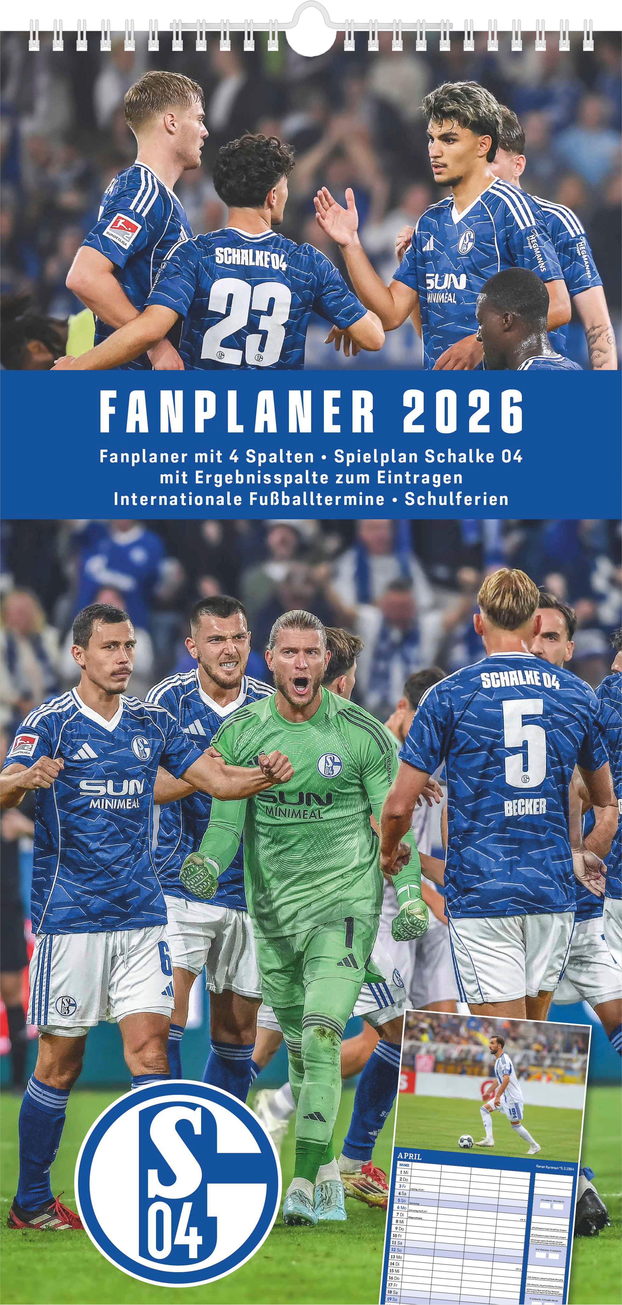 Vorderes Coverbild FC Schalke 04 2026 - Fanplaner - Fan-Kalender - Fußball-Kalender - 22x45 - Sport