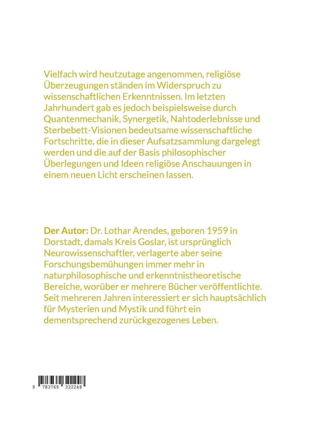 Rückseitencover Von der Wissenschaft über Philosophie zur Religion