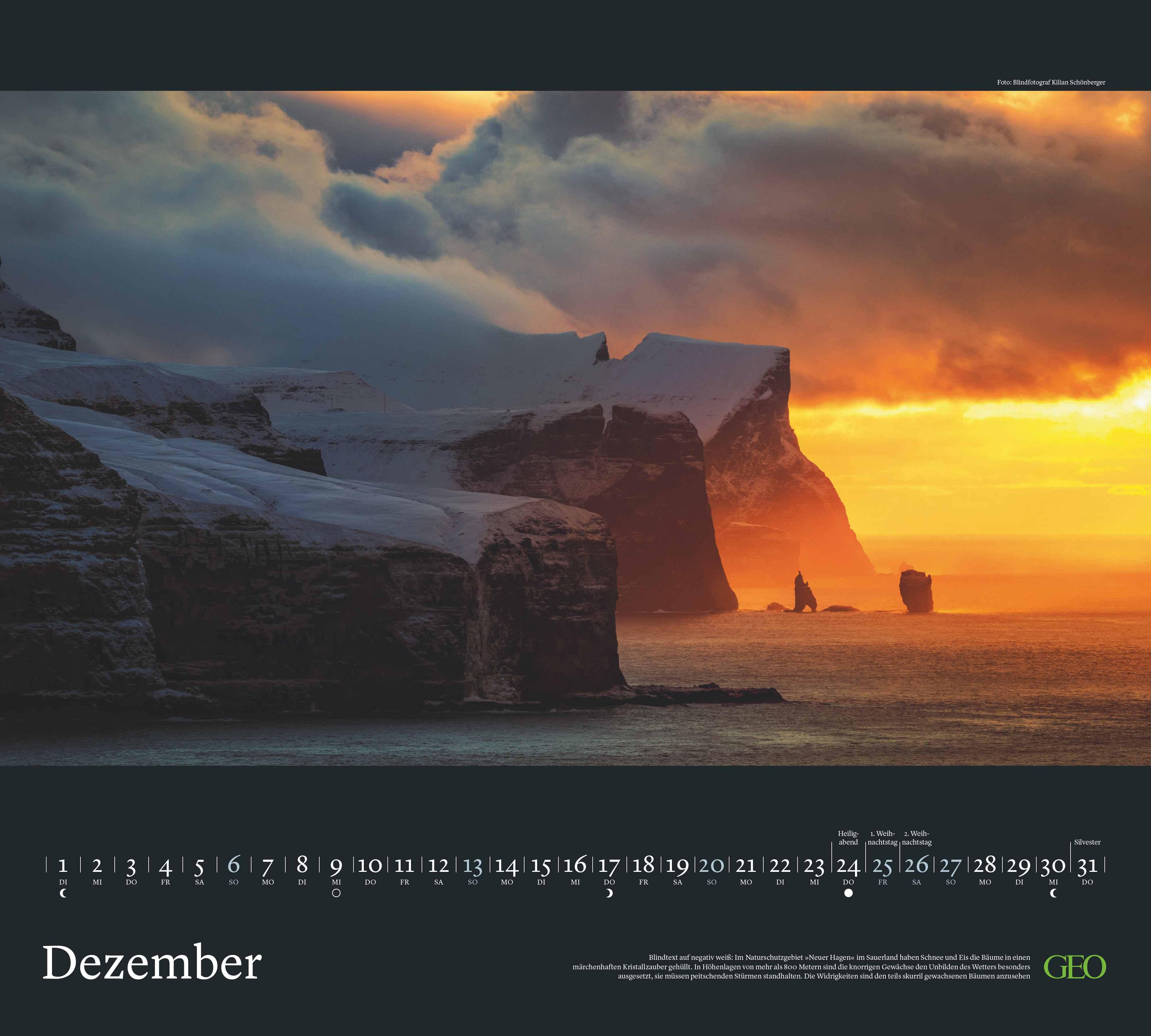 Beispielinhalt (Bild) GEO Im Licht des Nordens 2026 - Wand-Kalender - Reise-Kalender - Poster-Kalender - 50x45