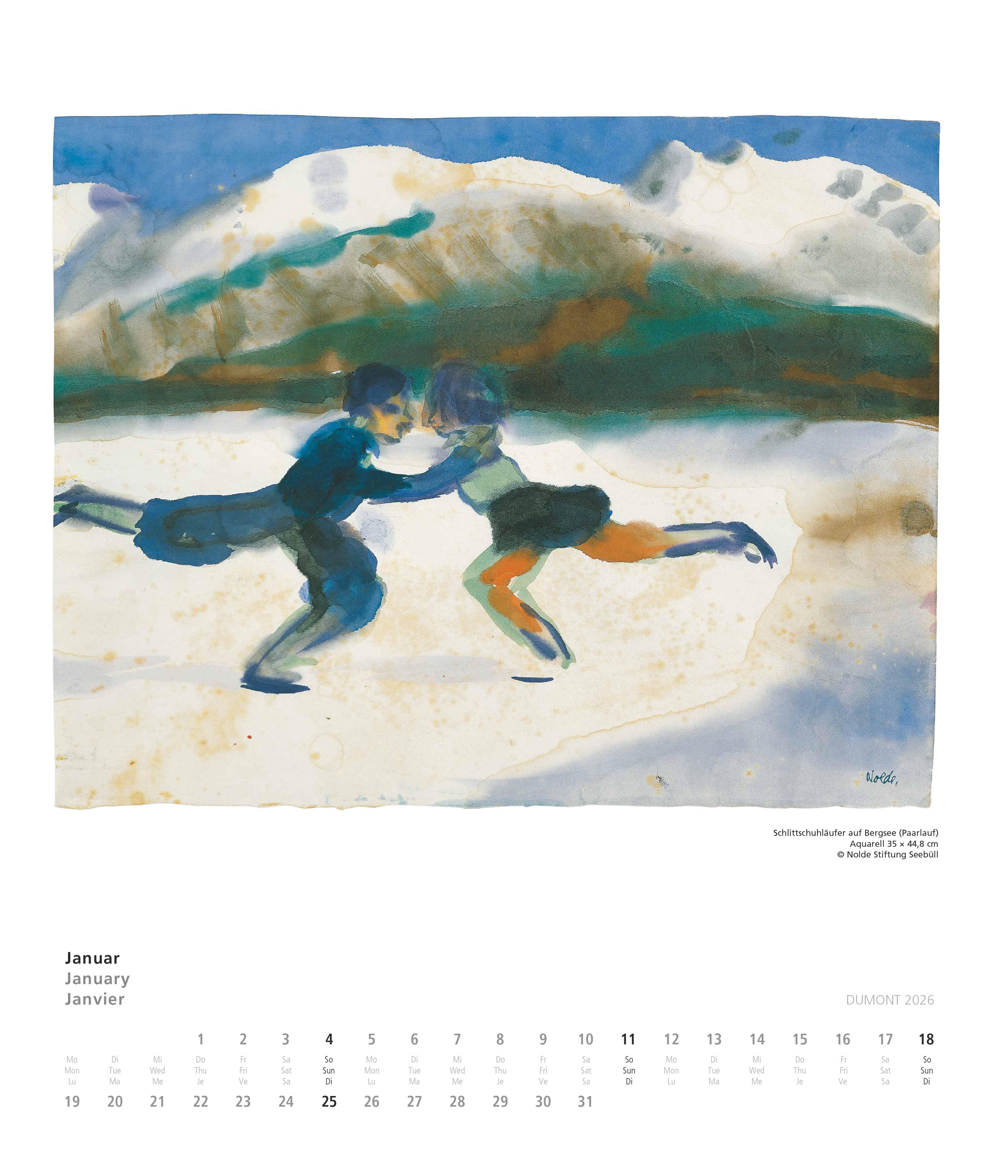 Beispielinhalt (Bild) Emil Nolde 2026 - Kunstkalender - Wandkalender im Format 34,5 x 40 cm - Spiralbindung