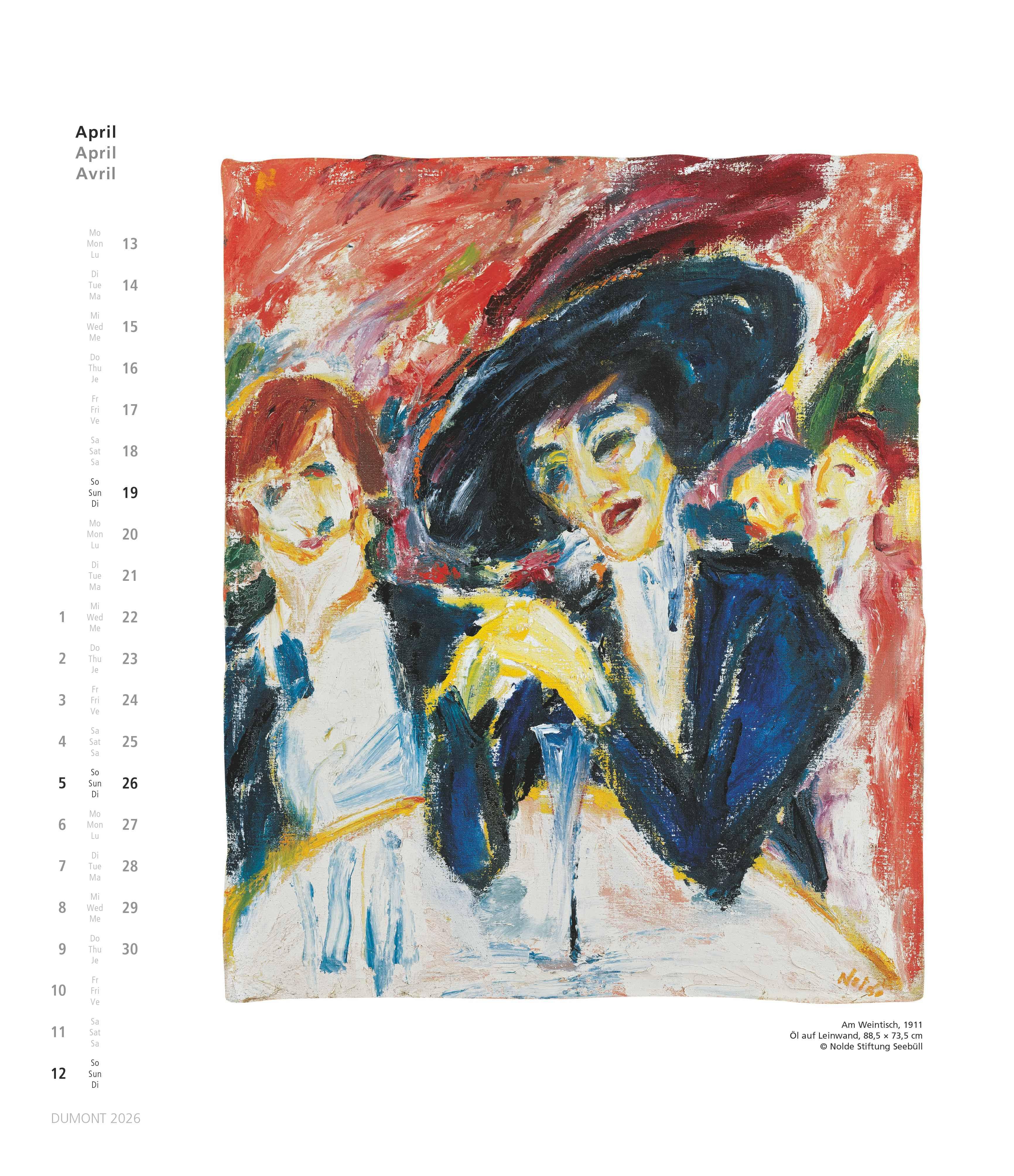 Beispielinhalt (Bild) Emil Nolde 2026 - Kunstkalender - Wandkalender im Format 34,5 x 40 cm - Spiralbindung