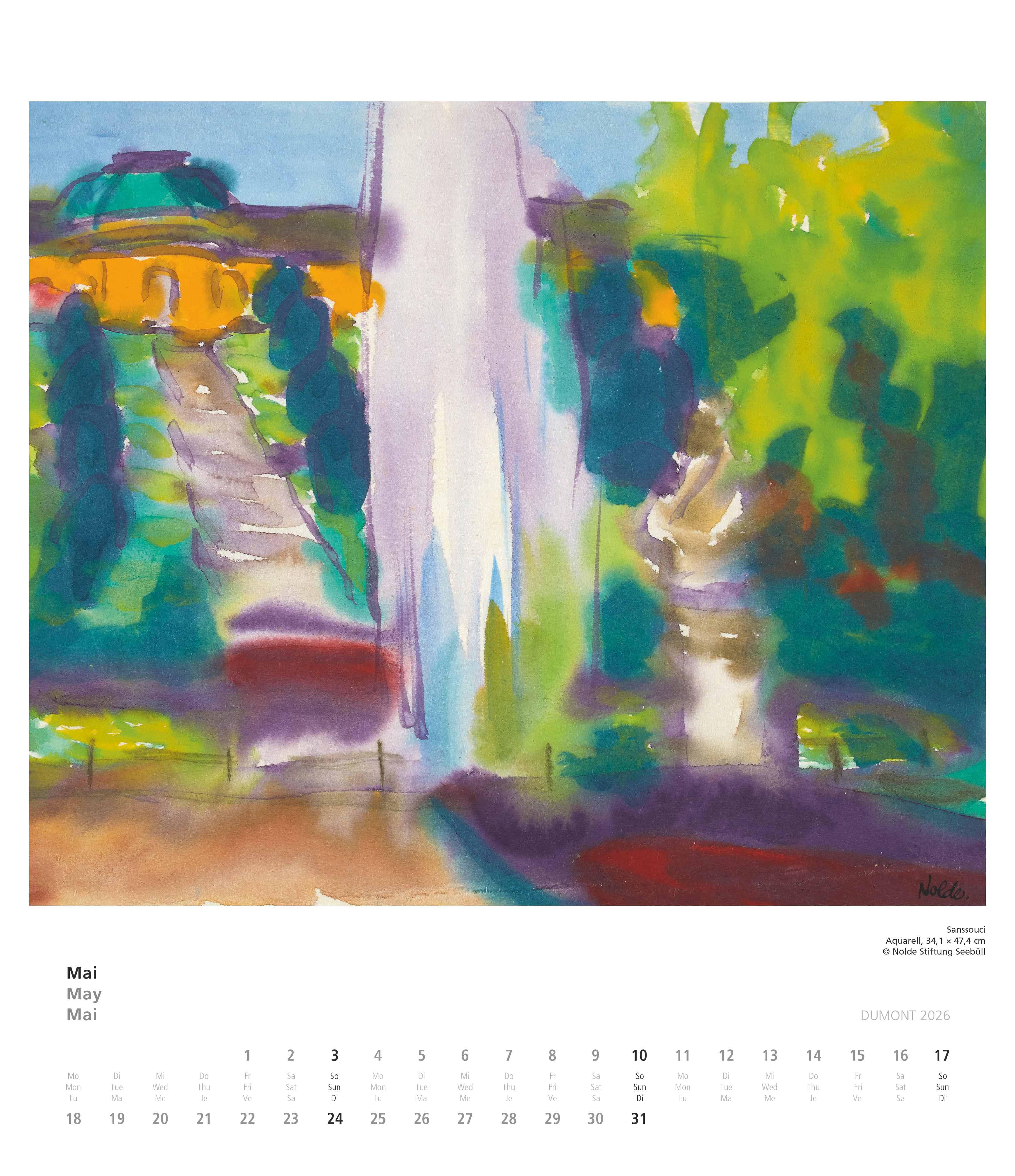 Beispielinhalt (Bild) Emil Nolde 2026 - Kunstkalender - Wandkalender im Format 34,5 x 40 cm - Spiralbindung