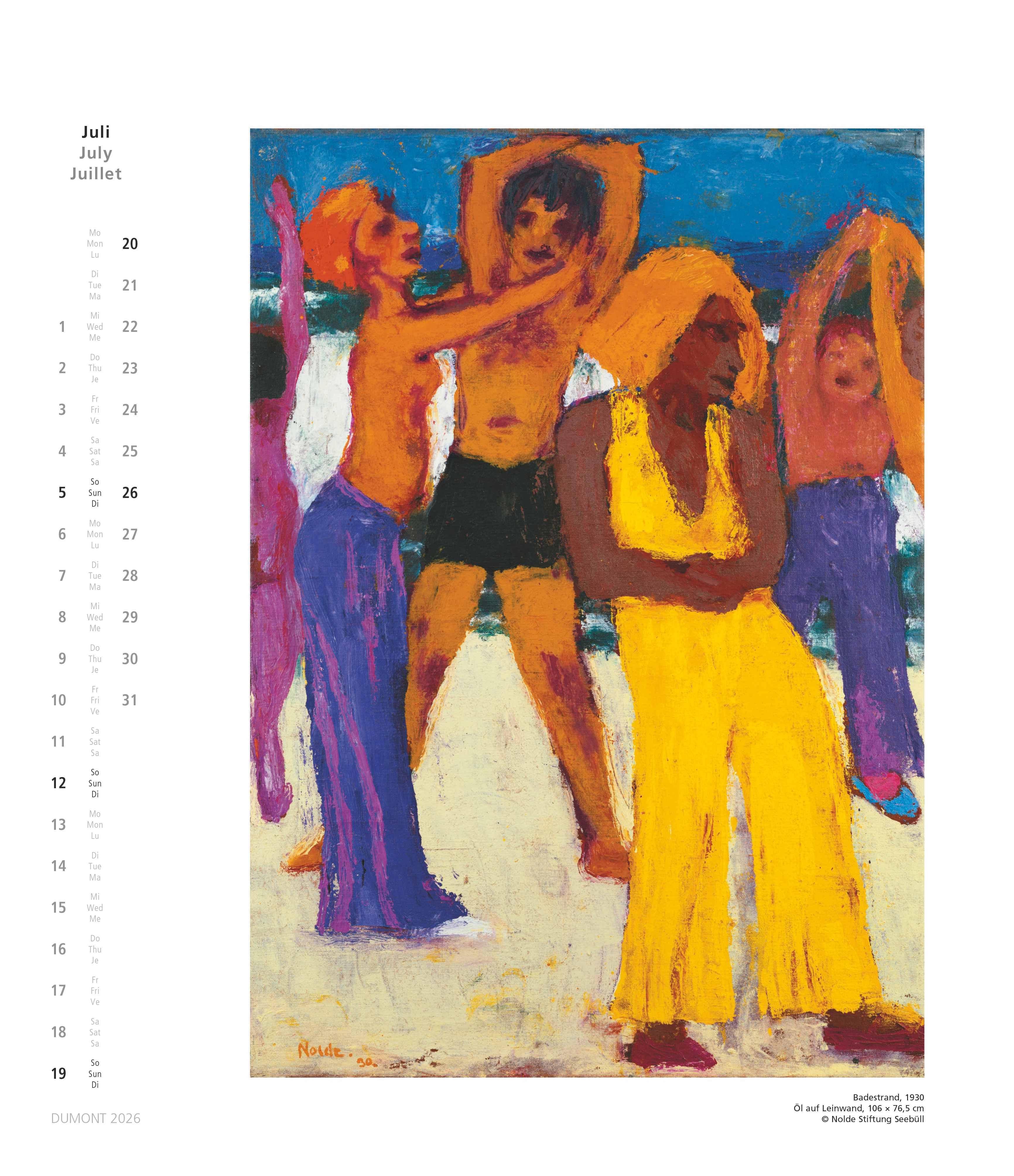 Beispielinhalt (Bild) Emil Nolde 2026 - Kunstkalender - Wandkalender im Format 34,5 x 40 cm - Spiralbindung