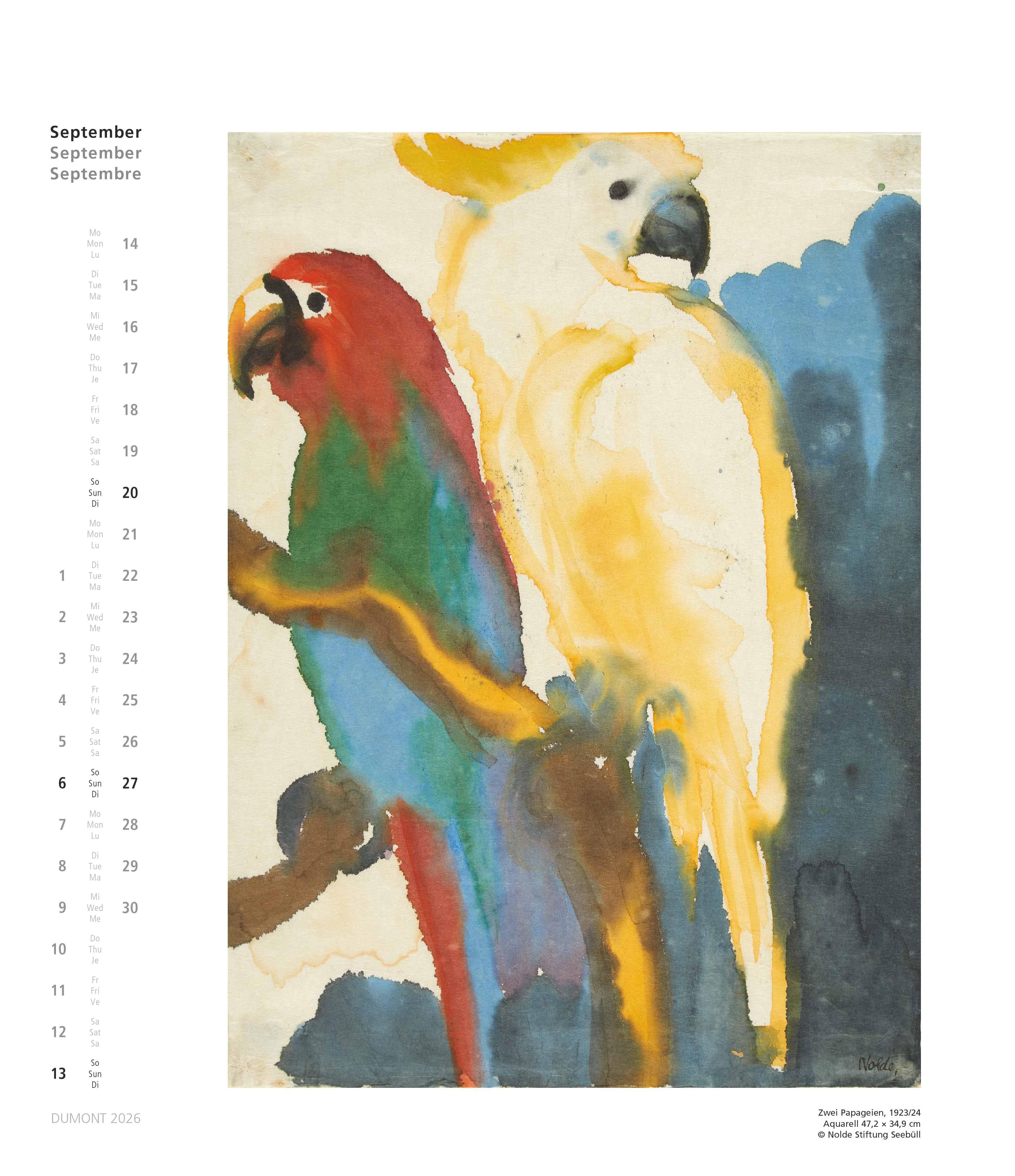Beispielinhalt (Bild) Emil Nolde 2026 - Kunstkalender - Wandkalender im Format 34,5 x 40 cm - Spiralbindung