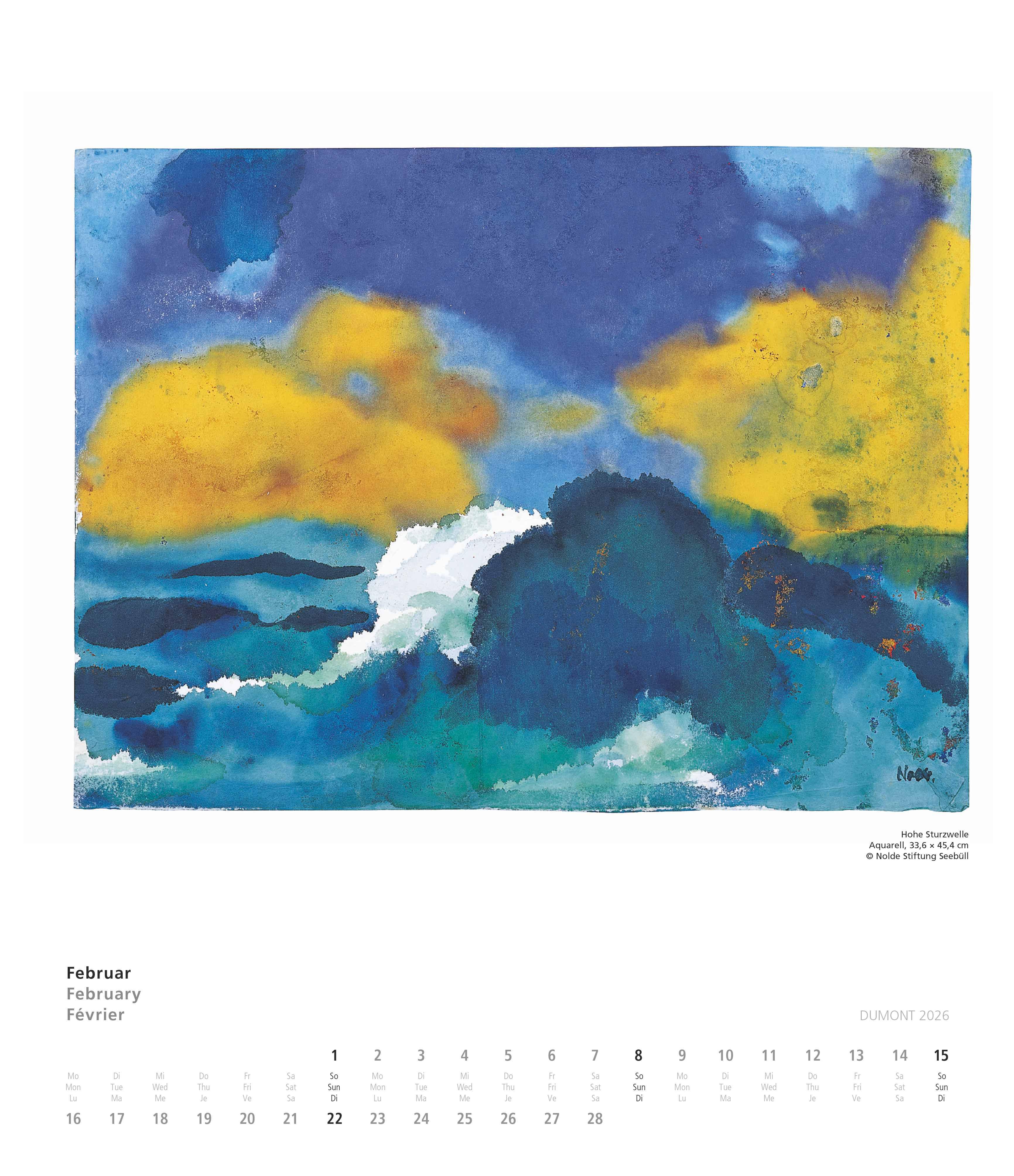 Beispielinhalt (Bild) Emil Nolde 2026 - Kunstkalender - Wandkalender im Format 34,5 x 40 cm - Spiralbindung