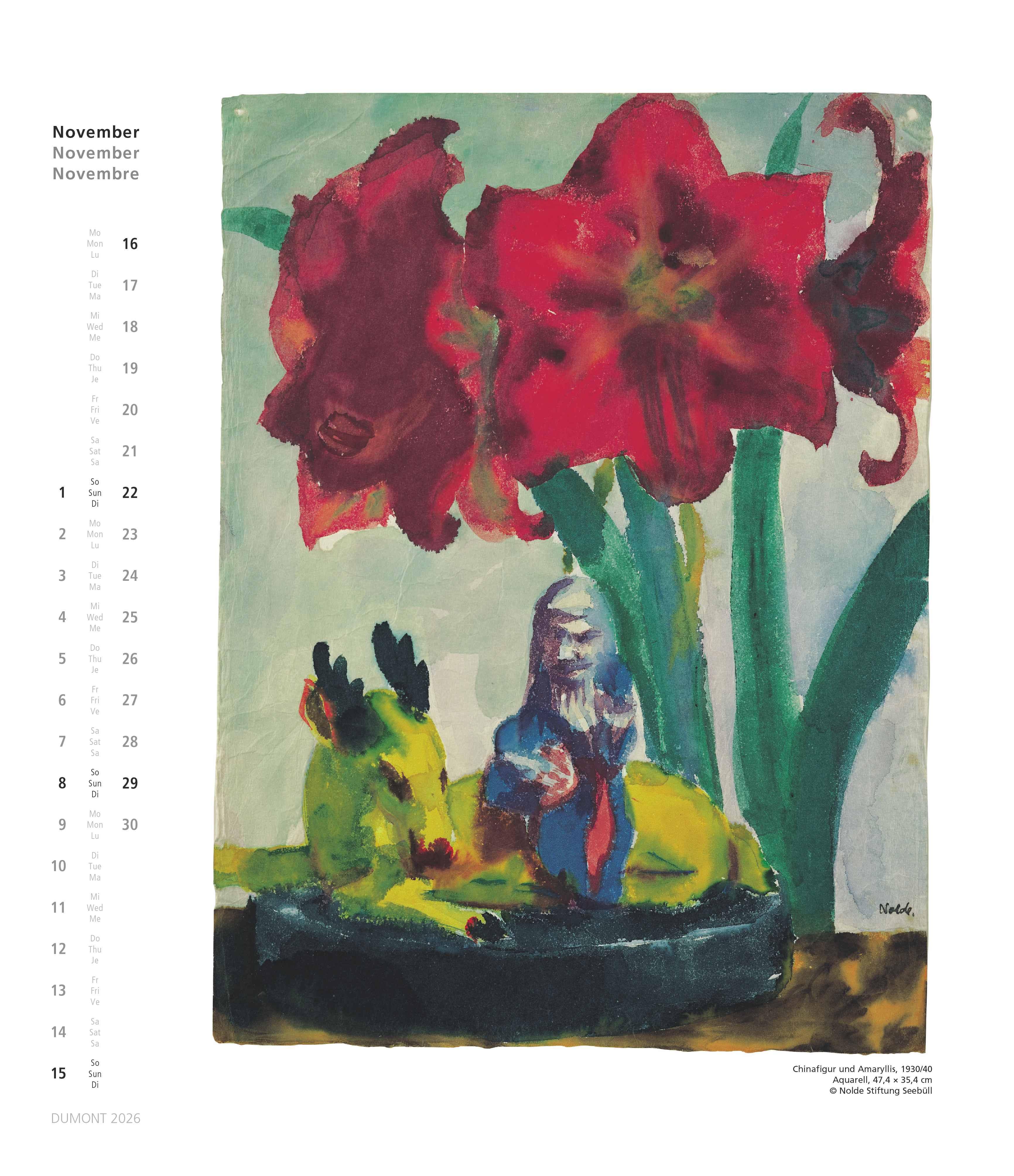 Beispielinhalt (Bild) Emil Nolde 2026 - Kunstkalender - Wandkalender im Format 34,5 x 40 cm - Spiralbindung