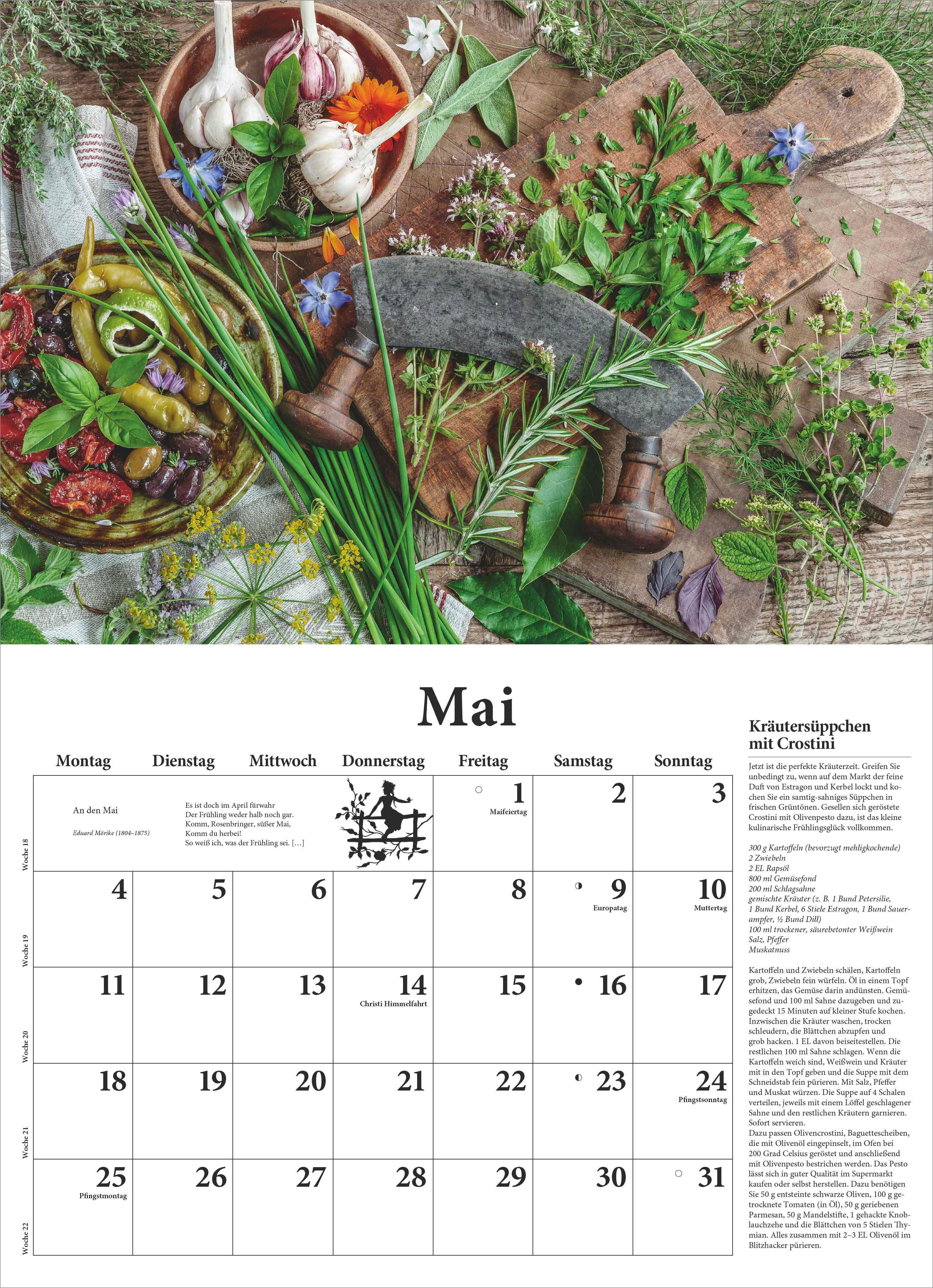 Beispielinhalt (Bild) DUMONTS - DuMonts neuer Küchenkalender 2026 - Broschürenkalender 42 x 29 cm - Mit Rezepten, Gedichten & Food-Fotografie für die Küche