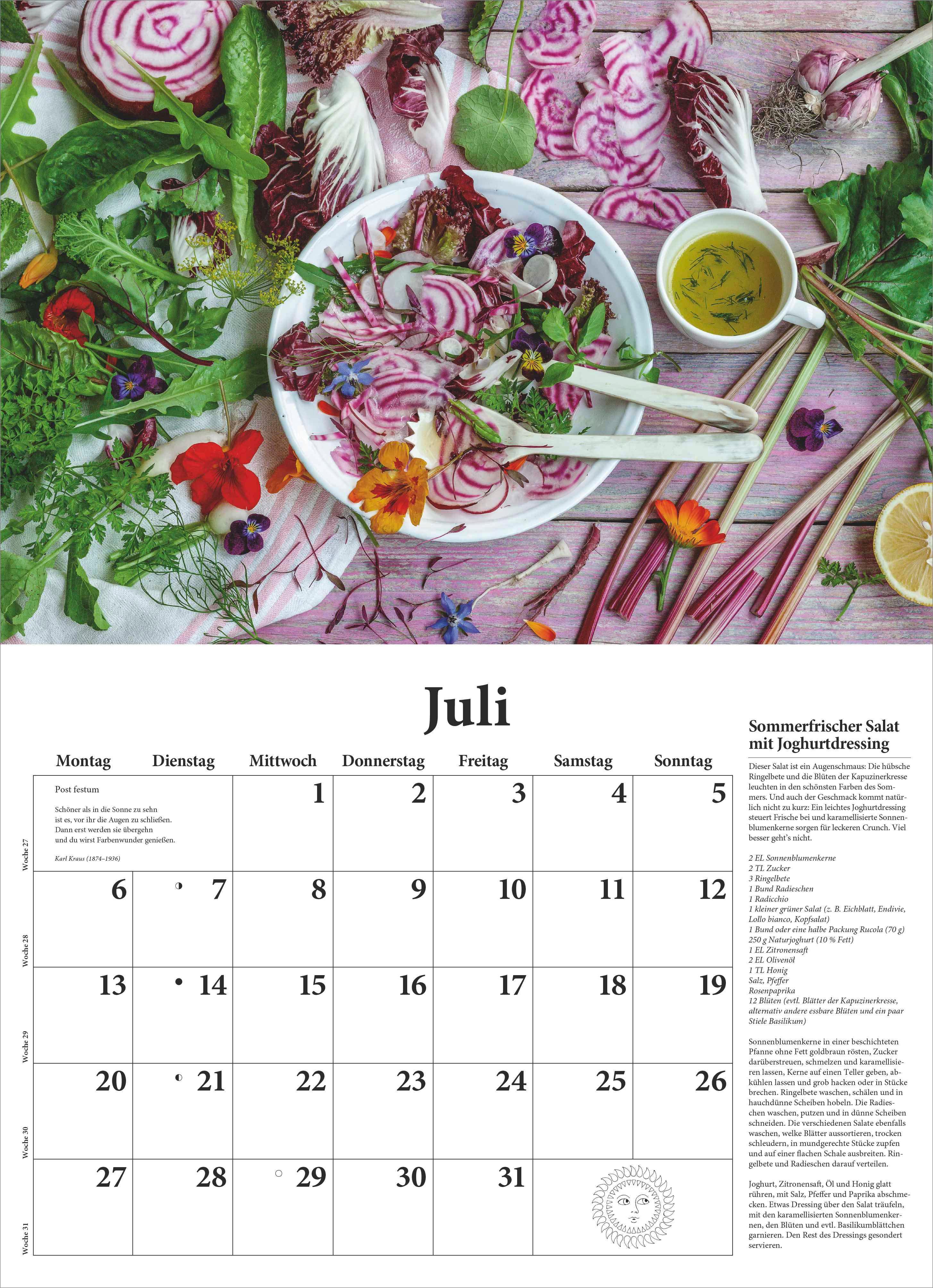 Beispielinhalt (Bild) DUMONTS - DuMonts neuer Küchenkalender 2026 - Broschürenkalender 42 x 29 cm - Mit Rezepten, Gedichten & Food-Fotografie für die Küche