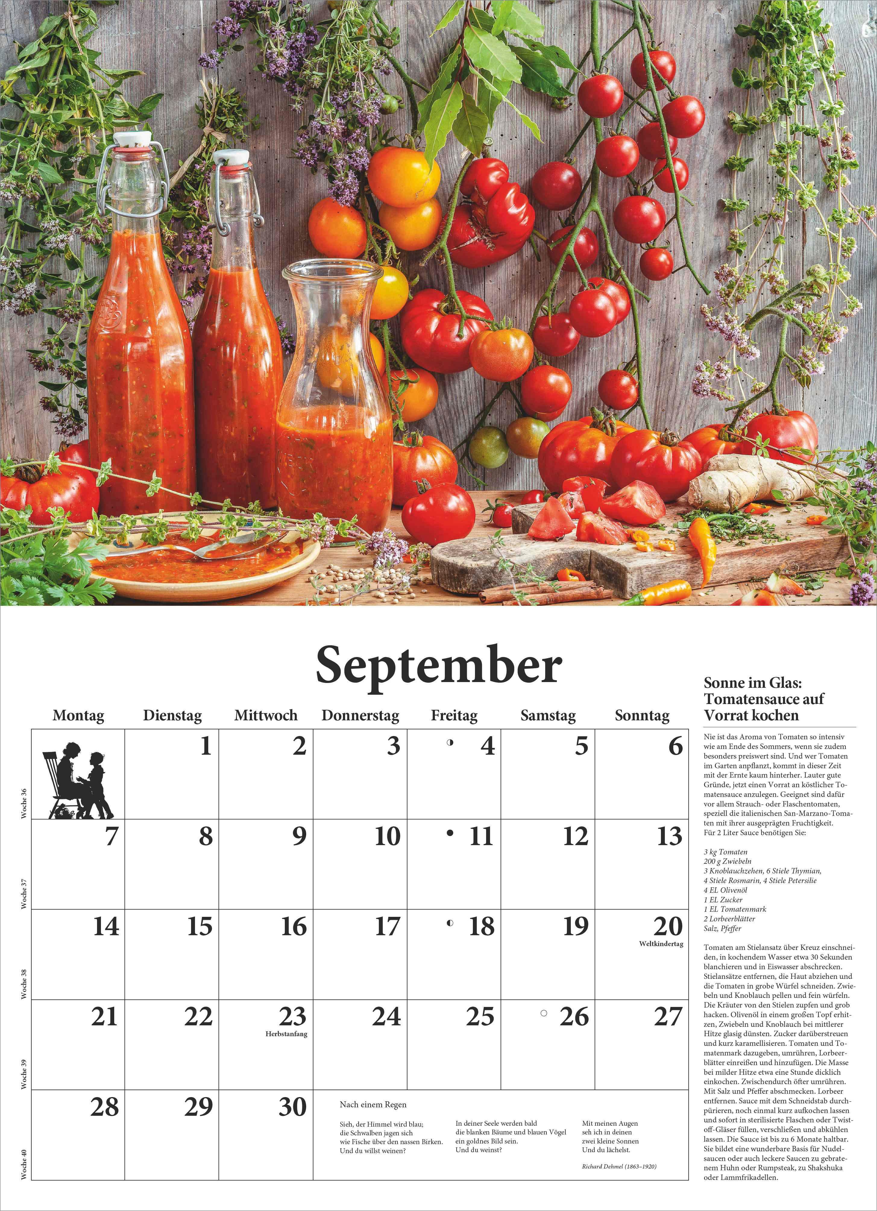 Beispielinhalt (Bild) DUMONTS - DuMonts neuer Küchenkalender 2026 - Broschürenkalender 42 x 29 cm - Mit Rezepten, Gedichten & Food-Fotografie für die Küche