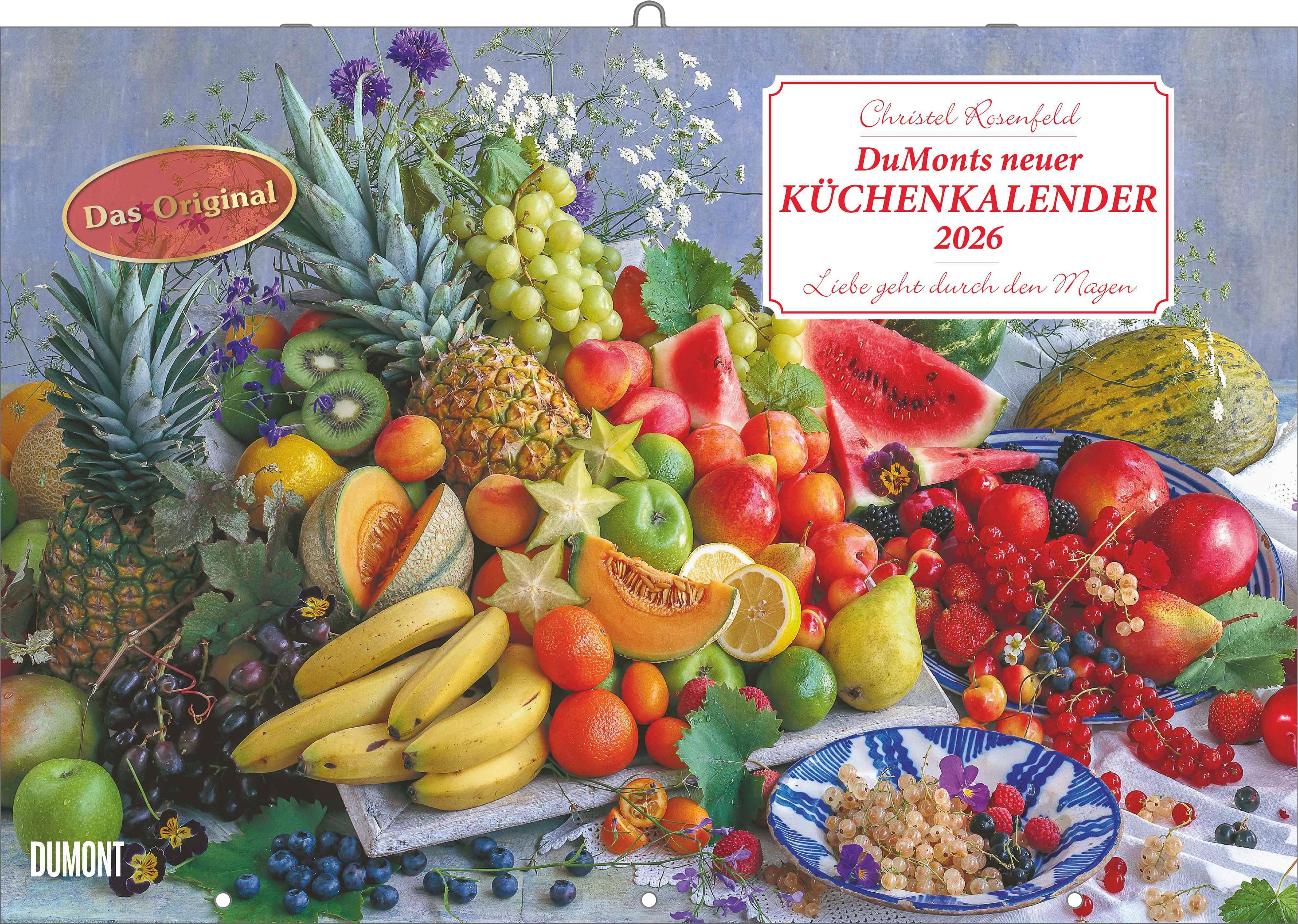 Vorderes Coverbild DUMONTS neuer Küchenkalender 2026 - Broschürenkalender - mit Rezepten und Gedichten - Format 42 x 29 cm