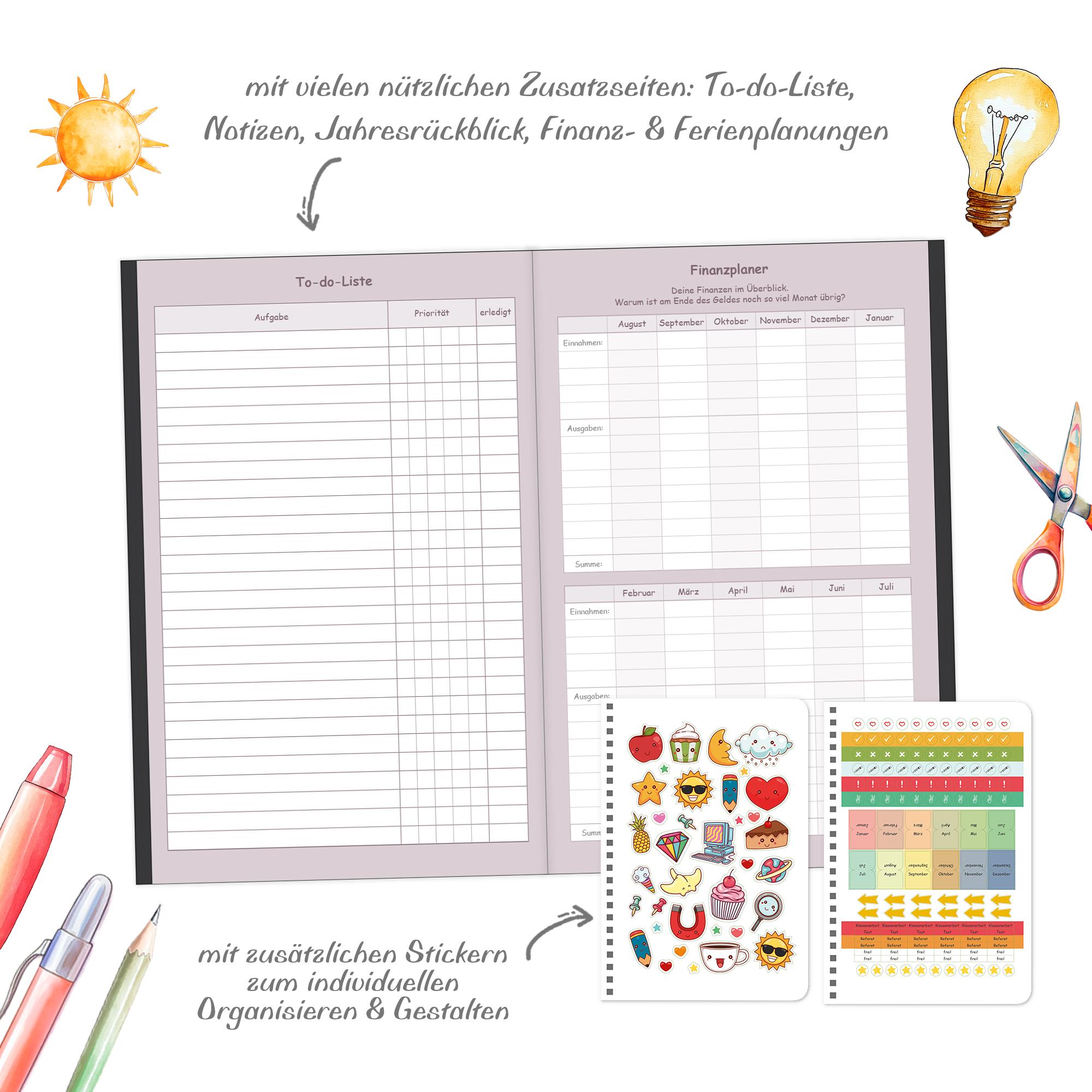 Beispielinhalt (Bild) Schülerkalender Classic schwarz